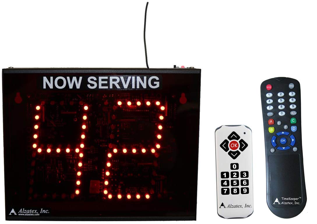 Wireless 2 Digit Now Serving Display with Remote Control - Digital Queue Management System for Restaurants, Retail Stores & Banks (RF4 Technology)