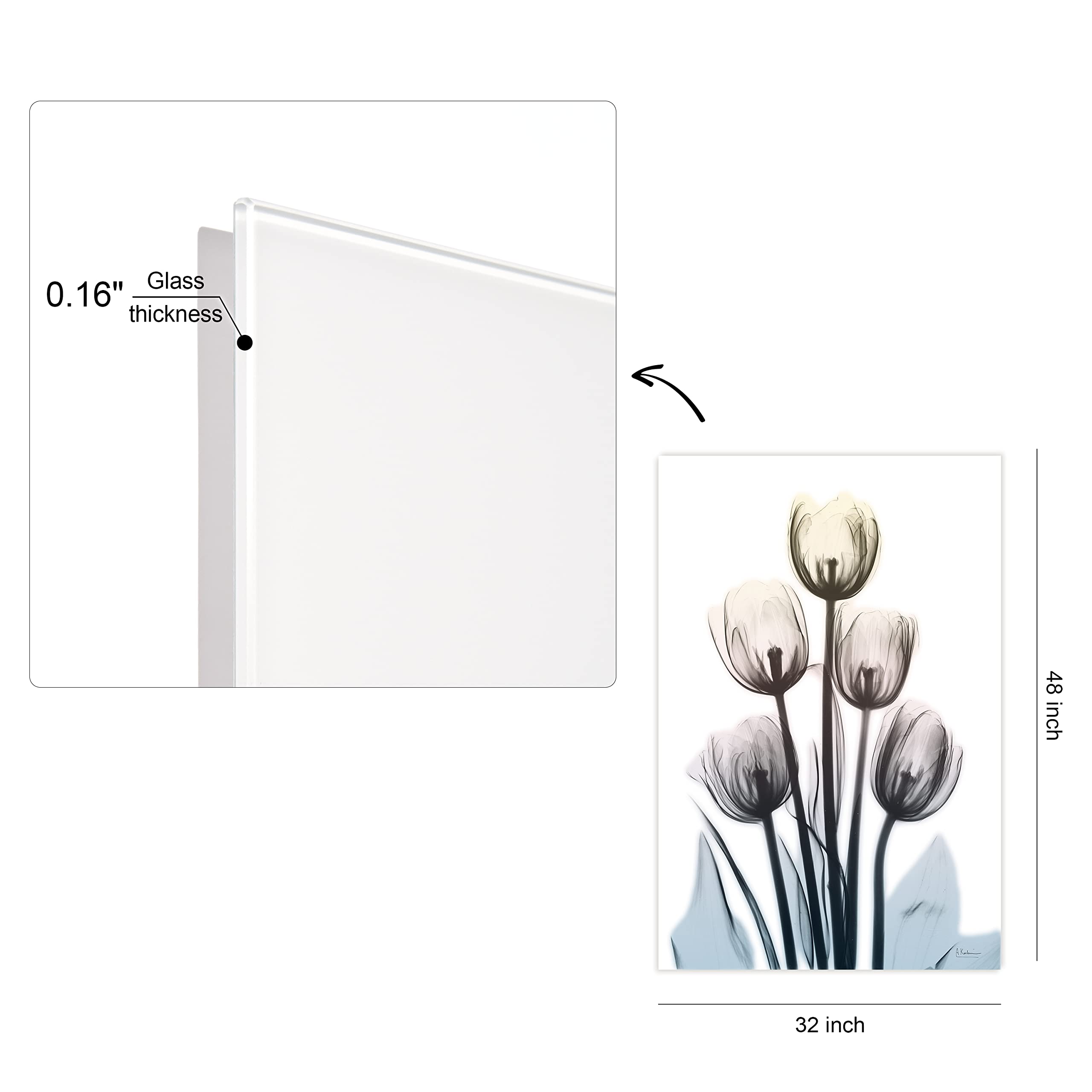 Empire Art Direct 48x32 Inch Frameless Tempered Glass Wall Art - Spring Tulips Floral Photography Print for Living Room, Bedroom & Home Office Decor | Ready to Hang Modern Wall Decor for Housewarming & Interior Design