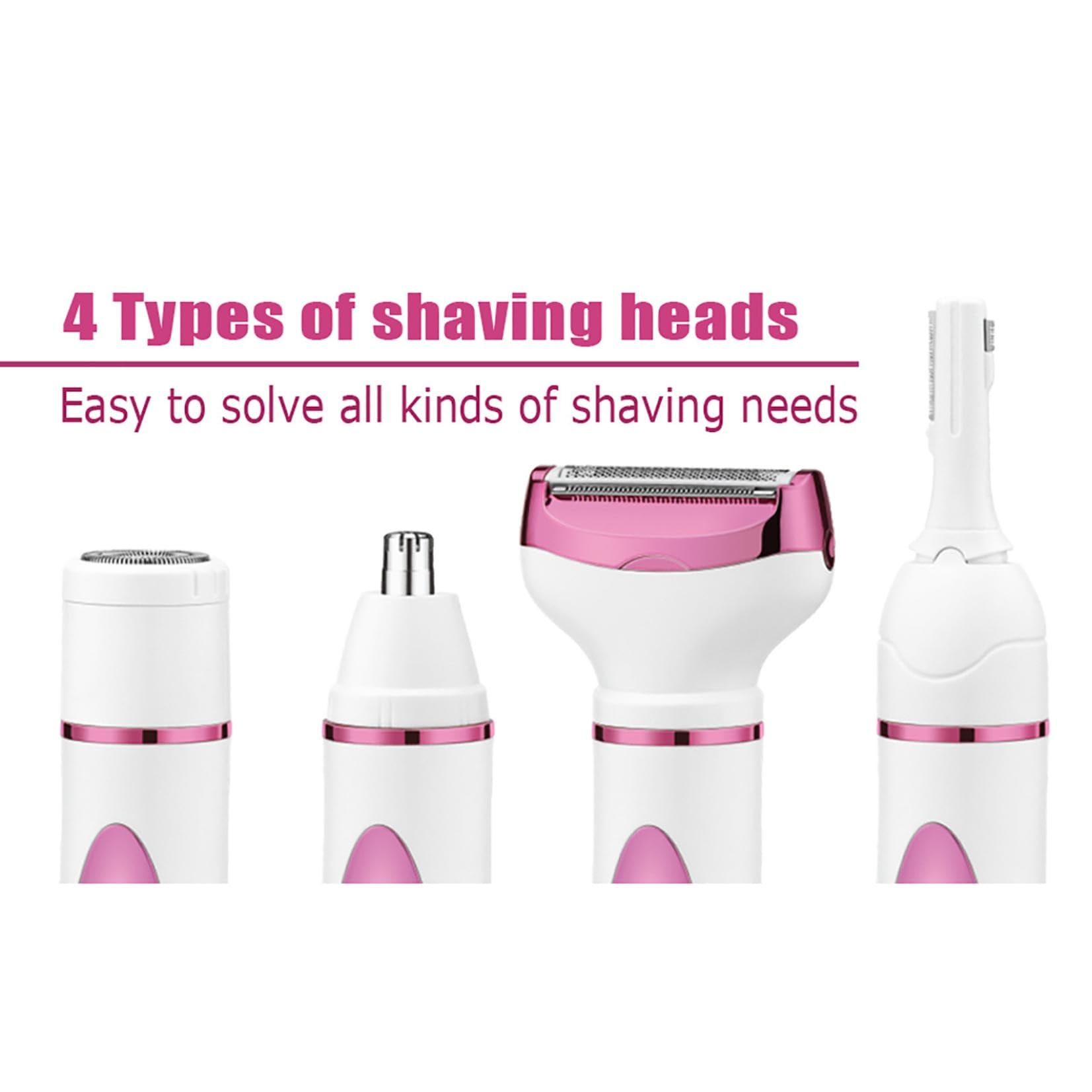 Professional 4-in-1 Rechargeable Electric Hair Trimmer for Men & Women - Painless Body Shaver, Facial Epilator & Bikini Grooming Kit for Legs, Underarms & Smooth Skin Care | Perfect for Home Use, Travel & Personal Grooming (Pink)