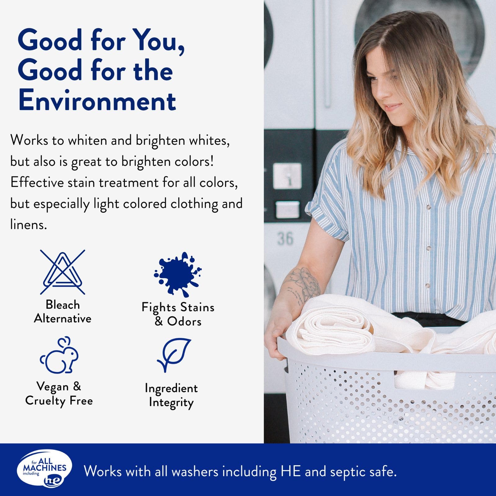 The Clean People Oxygen Brightener Stain Remover | Bleach-Free Laundry Whitener for Whites & Colors | Plant-Based, Eco-Friendly Formula | 41 oz | Perfect for Removing Tough Stains from Clothes, Linens & Fabrics