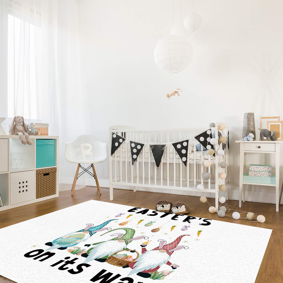 Non-Slip Absorbent Area Rug 4x6 Feet - Easter Gnomes & Colorful Eggs Design, Soft Rectangle Floor Mat for Living Room, Bedroom, Kitchen & Entryway | Perfect for Home Decor, Indoor Accent & High Traffic Areas
