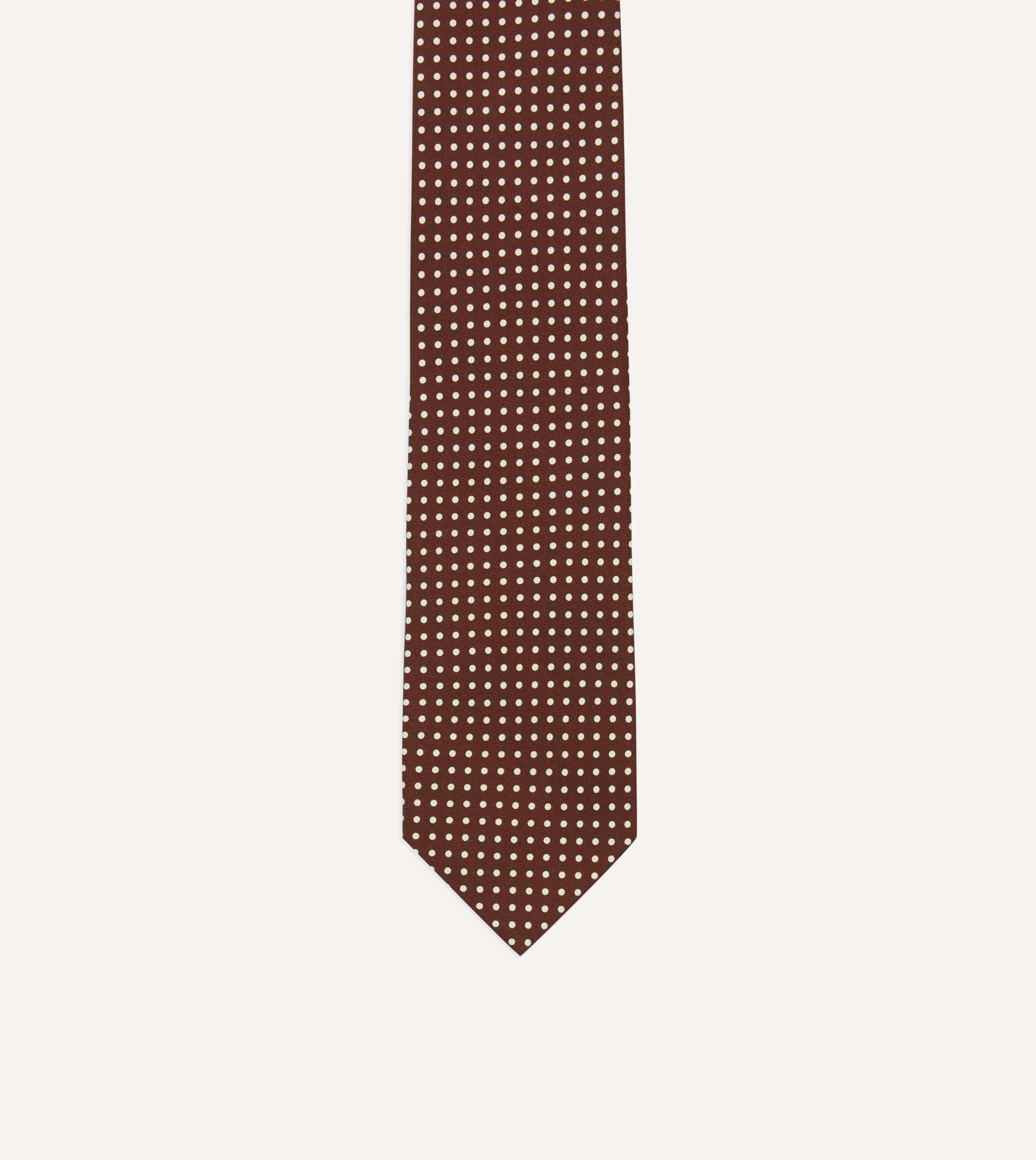 Elegant Brown Small Spot Silk Self-Tipped Necktie for Men - Perfect for Business, Weddings & Formal Occasions