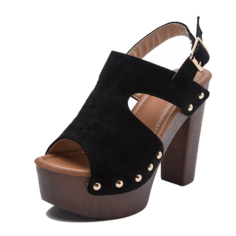 KaieeKeio Women's Platform Heels Sandals - Comfortable Block Heel Peep Toe Dress Shoes for Party, Wedding & Evening Outfits