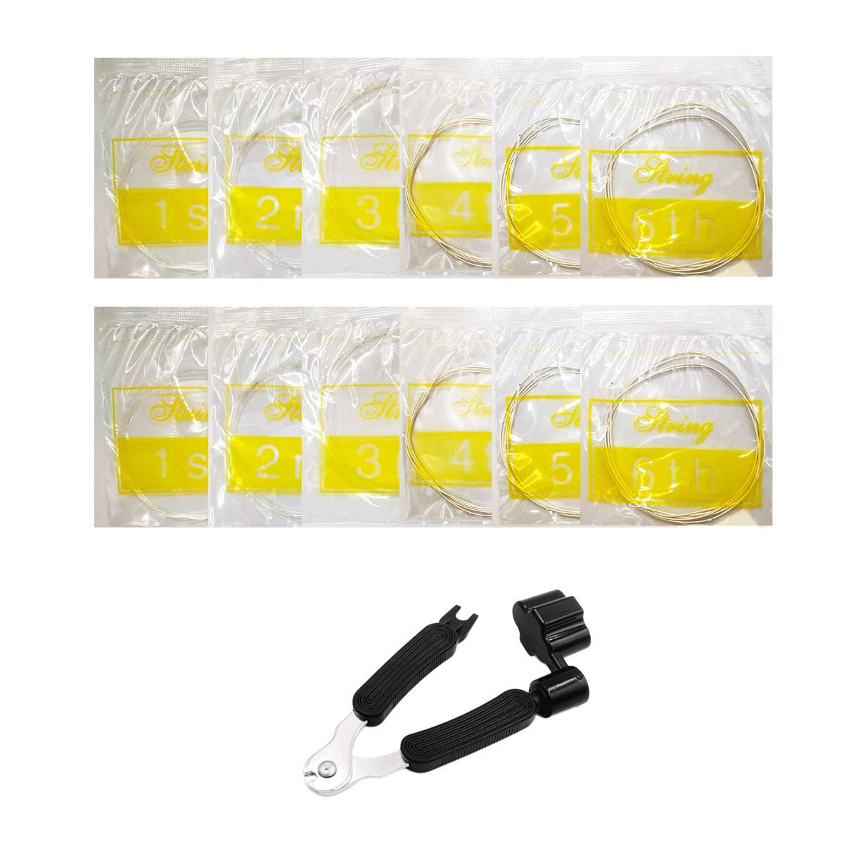 Premium Clear Nylon Classical Guitar Strings - 2 Full Sets with 3-in-1 Restringing Tool (String Winder, Cutter & Pin Puller) | Perfect for Beginners, Professionals & Guitar Maintenance | Ideal for Classical, Flamenco & Acoustic Guitars