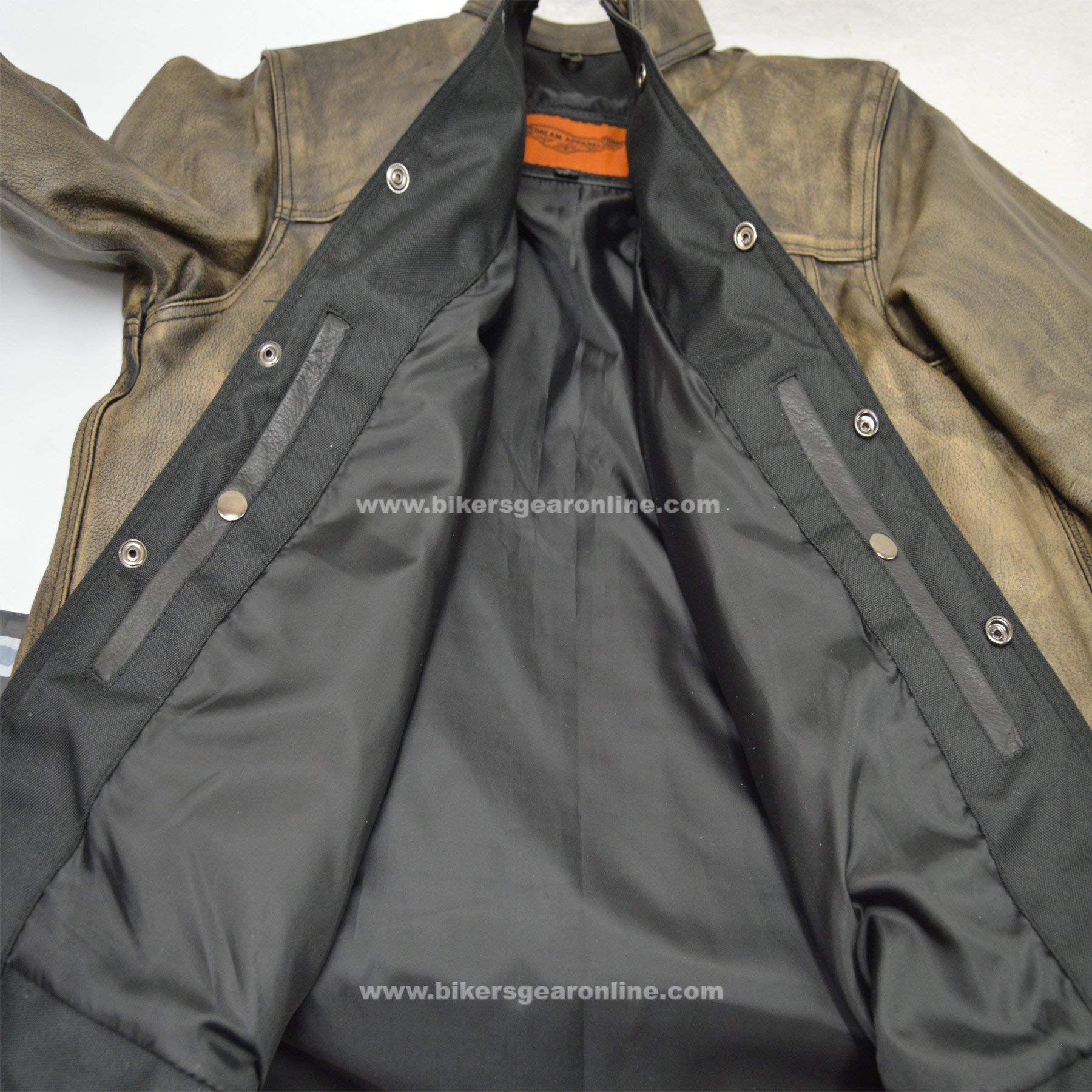 Men's Distressed Brown Genuine Leather Motorcycle Shirt with Concealed Carry Pockets - Biker Jacket for Riding, Outdoor Adventures & Casual Wear