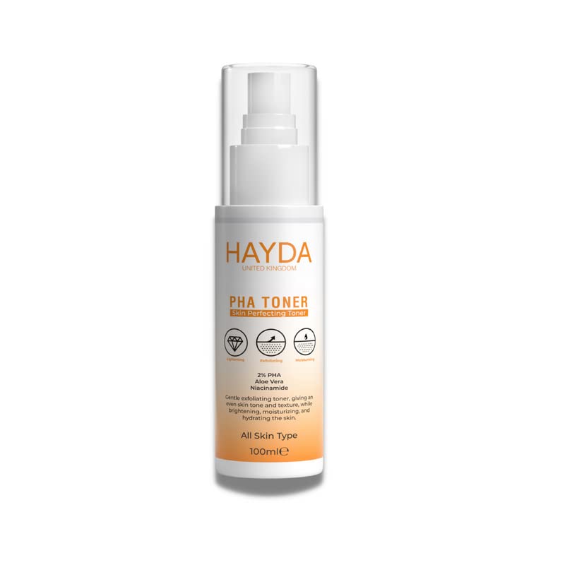 Hayda PHA Face Toner 100ml - 2% PHA Exfoliating Toner for Oily & Dry Skin - Niacinamide Treatment for Uneven Skin - Perfect for Daily Skincare Routine