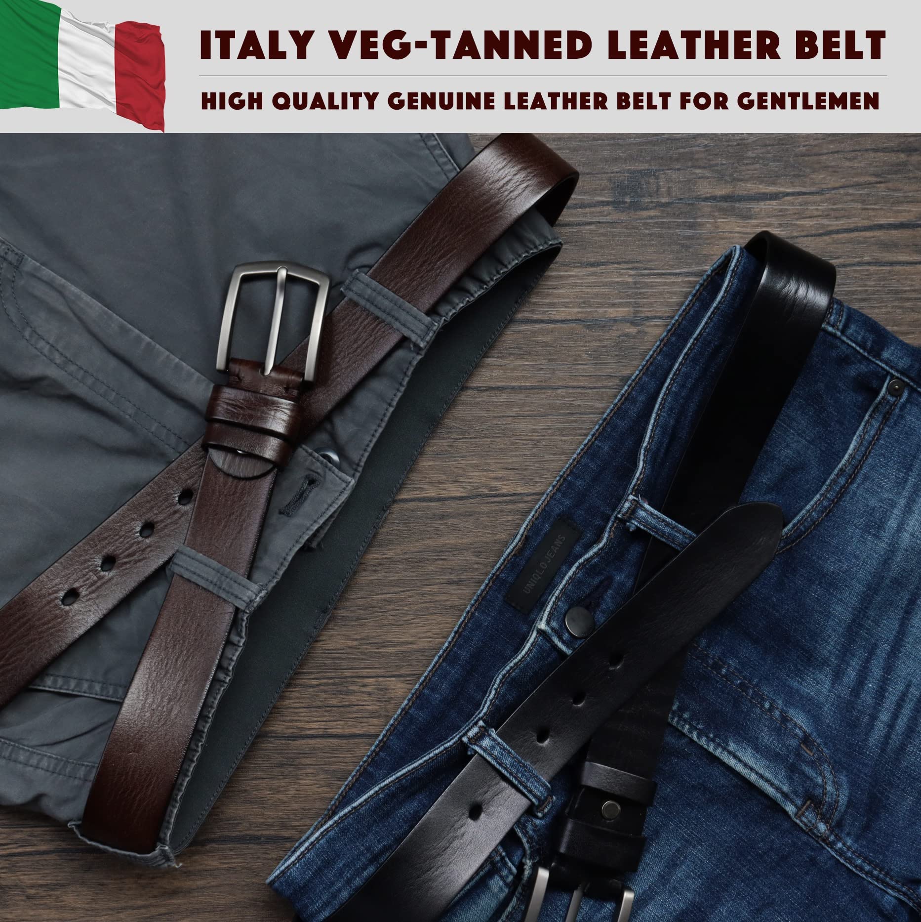 Genuine Leather Belt for Men - HORSE&TIGER Dress & Casual Belt for Jeans, Formal Wear & Office Attire | Premium Quality Leather Accessory for Everyday Use & Special Occasions