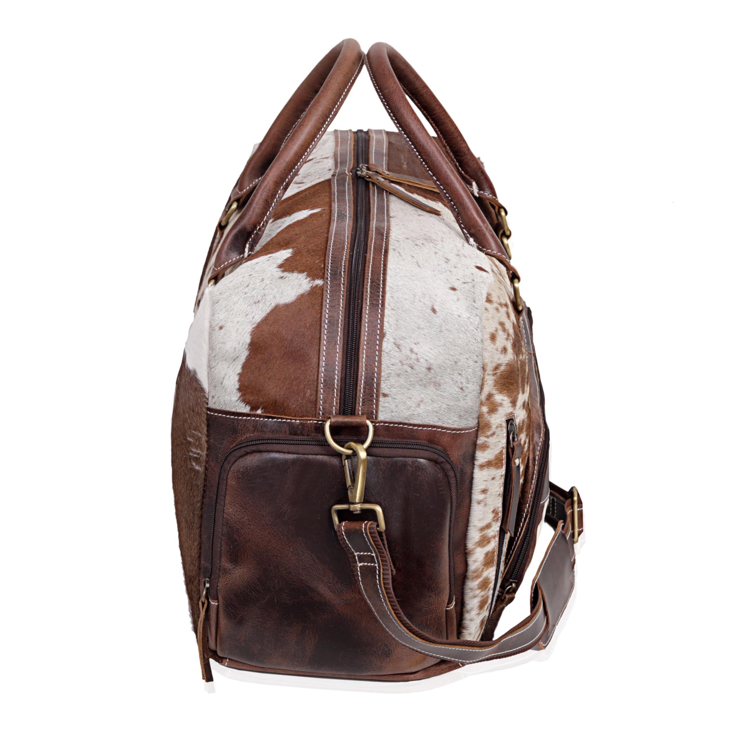 Premium Cowhide Duffel Bag - Large Unisex Travel Bag with Shoe Compartment | Durable Brown Leather Gym Bag for Men & Women | Perfect for Weekend Getaways, Business Trips & Sports Gear Storage (Duffel Style 2)
