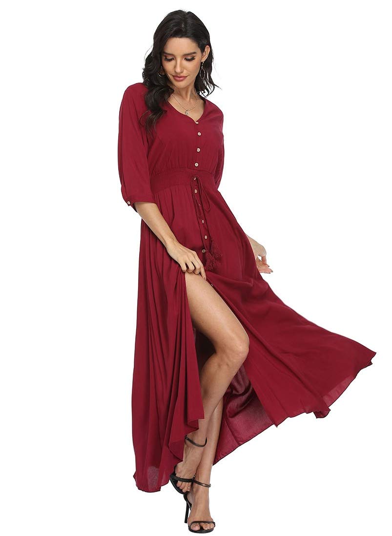 Vintage Floral Maxi Dress for Women - Long Sleeve Boho Beach Dress with Flowy Silhouette | Perfect for Summer Vacations, Music Festivals & Beach Weddings
