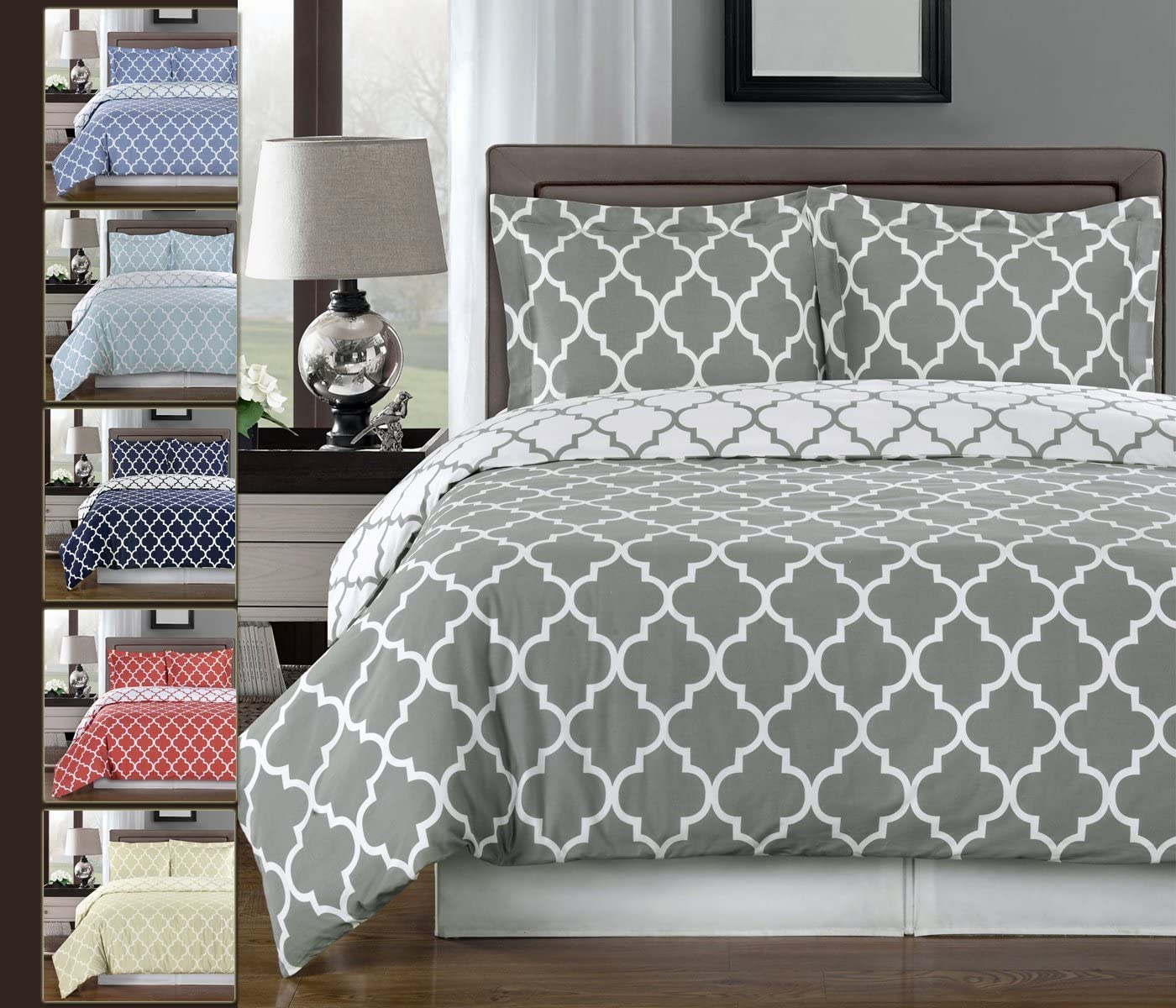 Royal Hotel Bedding 4-Piece Comforter Set - 100% Cotton 300 Thread Count Full/Queen Size in Elegant Gray & White | Perfect for Master Bedroom, Guest Room & Luxury Hotel Style Decor