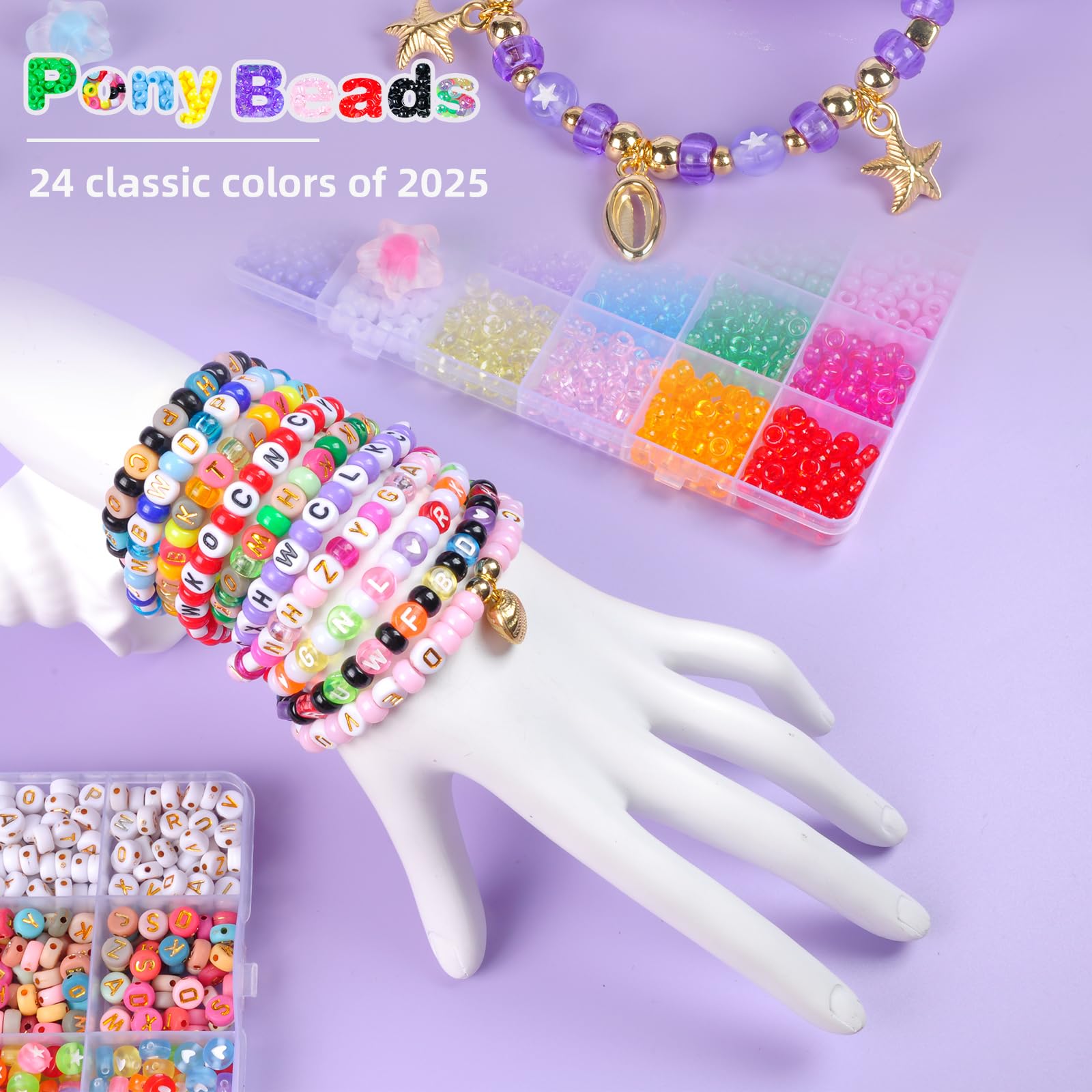 6-Piece Friendship Bracelet Making Kit - 13000 Pcs DIY Jewelry Craft Set with Clay, Seed Beads, Pony Beads, Charms & Strings | Perfect for Teens, Kids Birthday Gifts & Summer Camp Activities