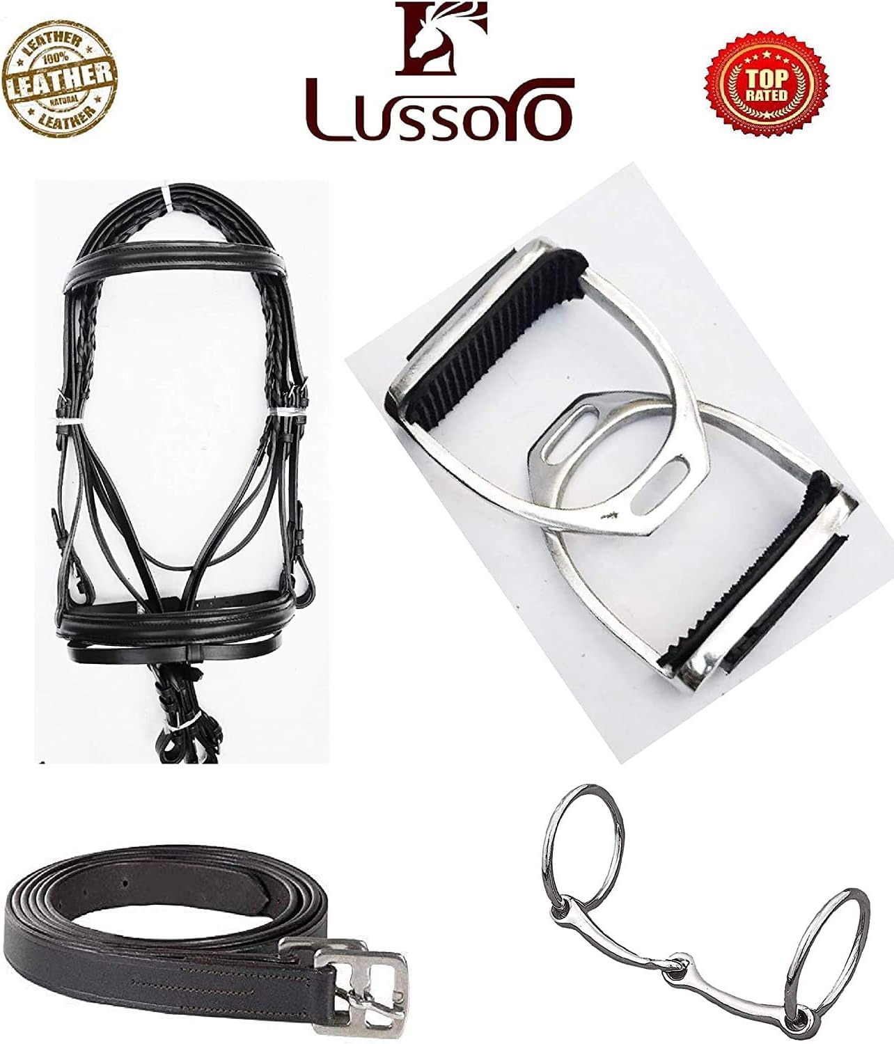 Premium English Leather Horse Riding Saddle Starter Kit - Jumping Handle Equestrian Saddle for Beginners & Ponies | Perfect Gift for Riders, Training & Show Jumping Competitions