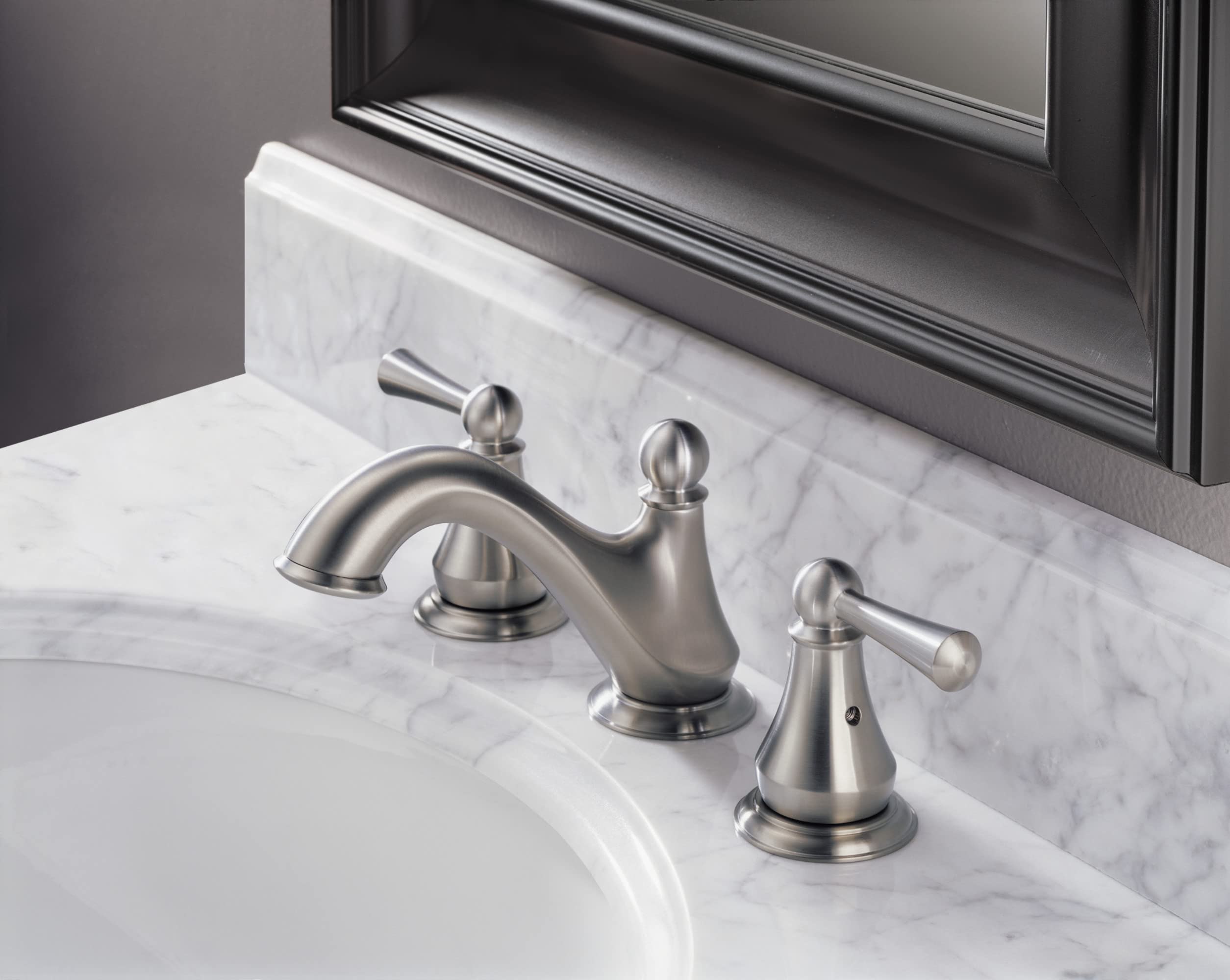 Delta Faucet Haywood Widespread Bathroom Faucet in Chrome - 3 Hole Bathroom Sink Faucet with Drain Assembly (Model 35999LF) - Perfect for Modern Bathroom Vanities and Powder Rooms