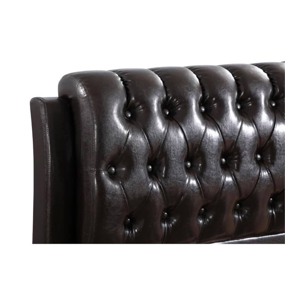 Glory Furniture Marilla Faux Leather Upholstered Twin Bed Frame - Dark Brown Modern Upholstered Bed for Kids, Teens & Guest Rooms - Perfect for Small Spaces & Bedroom Decor