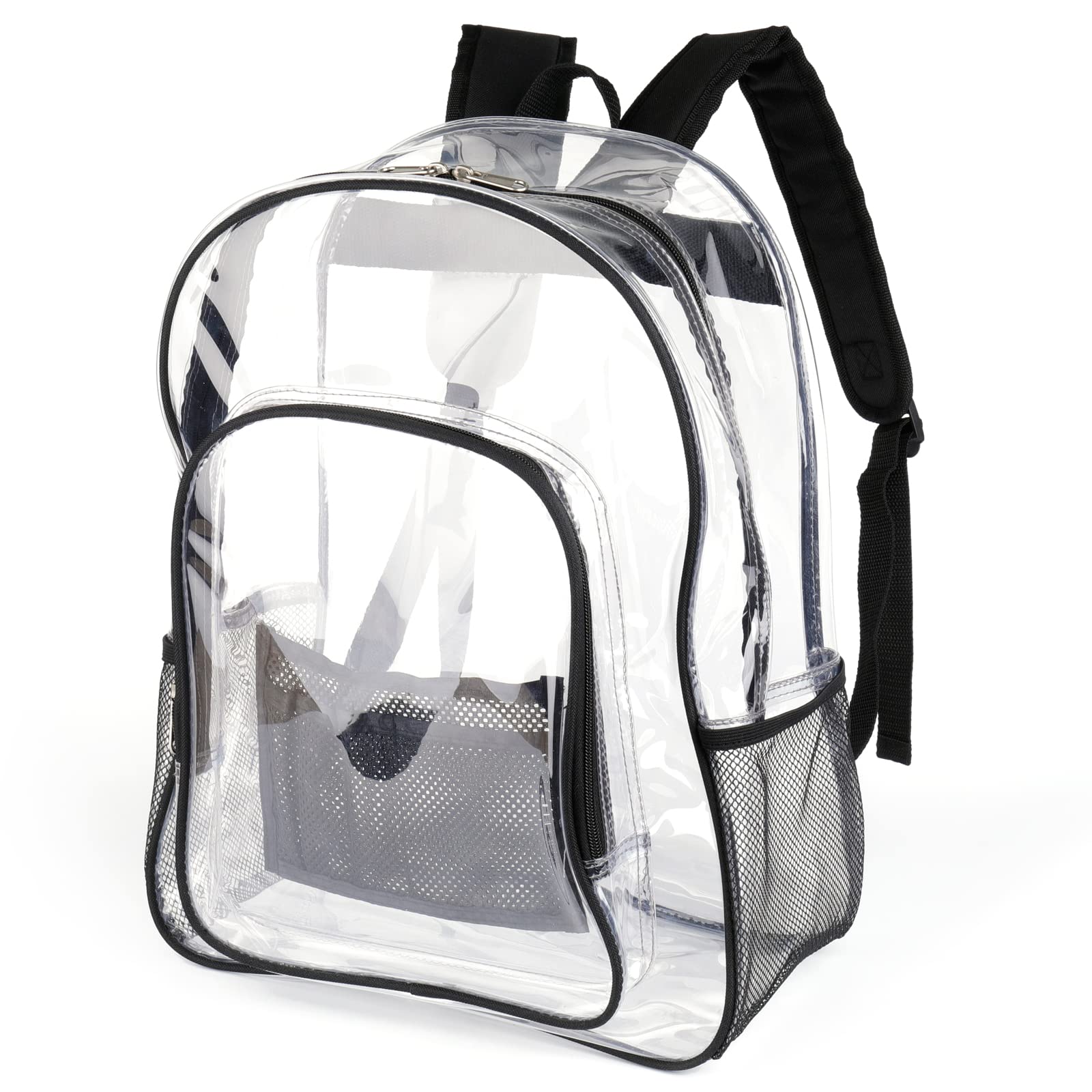 Heavy Duty Clear Backpack for School & Work - Black PVC