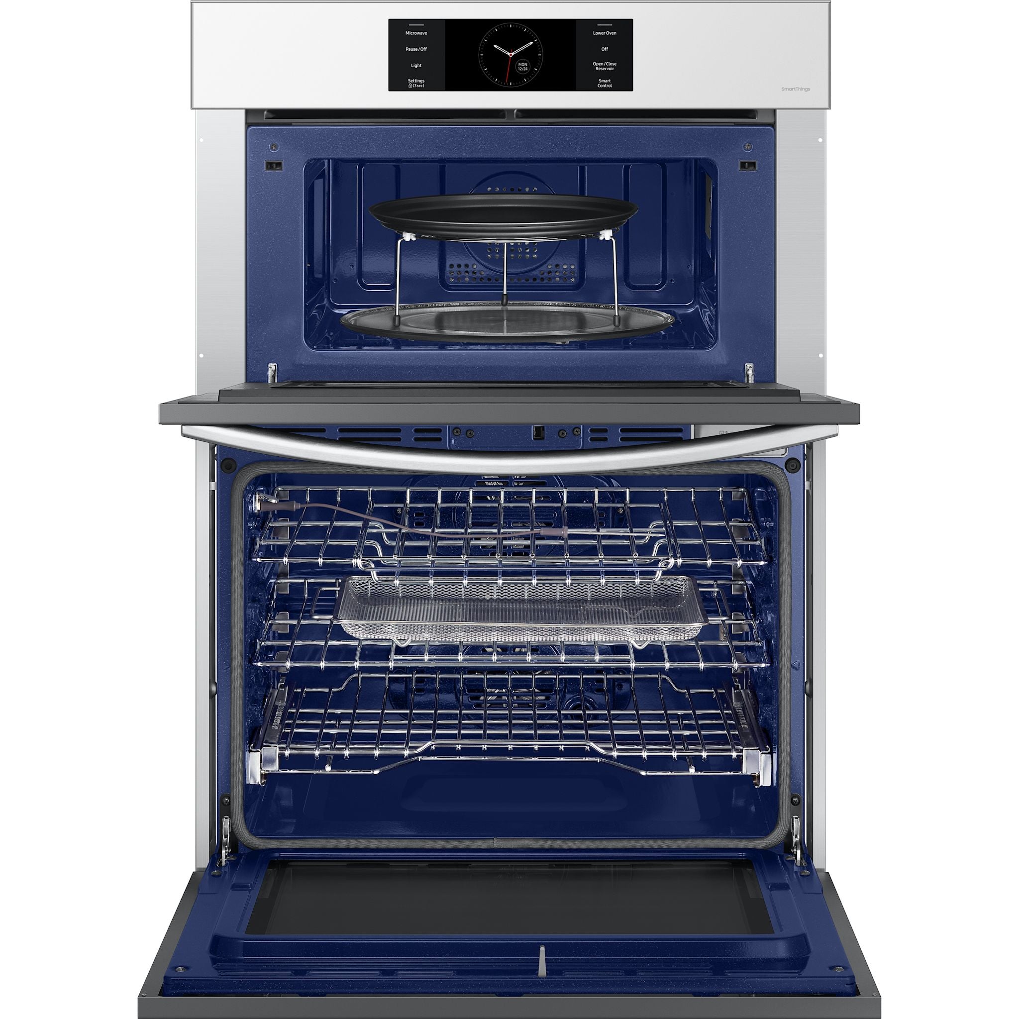 Samsung NQ70CB700D12AA 30-Inch Smart Microwave and Wall Oven Combo - White Glass Finish for Modern Kitchens | Perfect for Baking, Roasting & Quick Meals