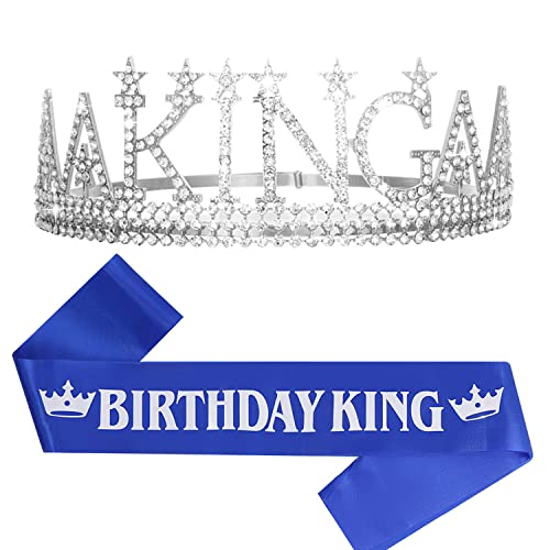 Prince Birthday Crown for Men - Silver King Crown for Birthday Party Decorations - Royal Gifts for Him - Perfect for Birthday Celebrations, Themed Parties & Special Occasions