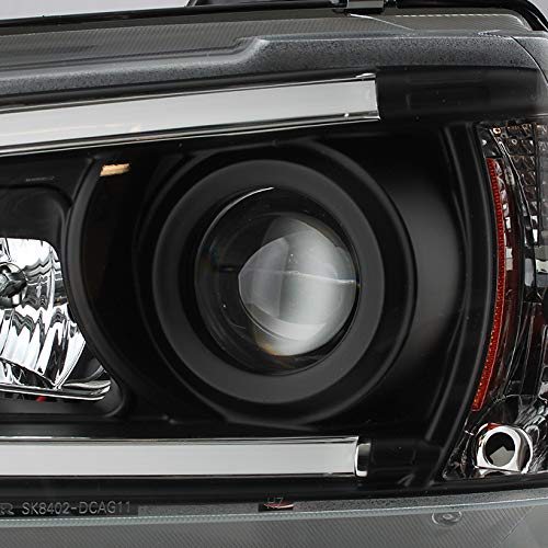 AKKON Black Bezel LED Daytime Running Lights Tube/Strip for 2011-2014 Dodge Charger - Halogen Type Projector Headlights (LH+RH Pair) - Upgrade Your Ride with Enhanced Visibility & Style