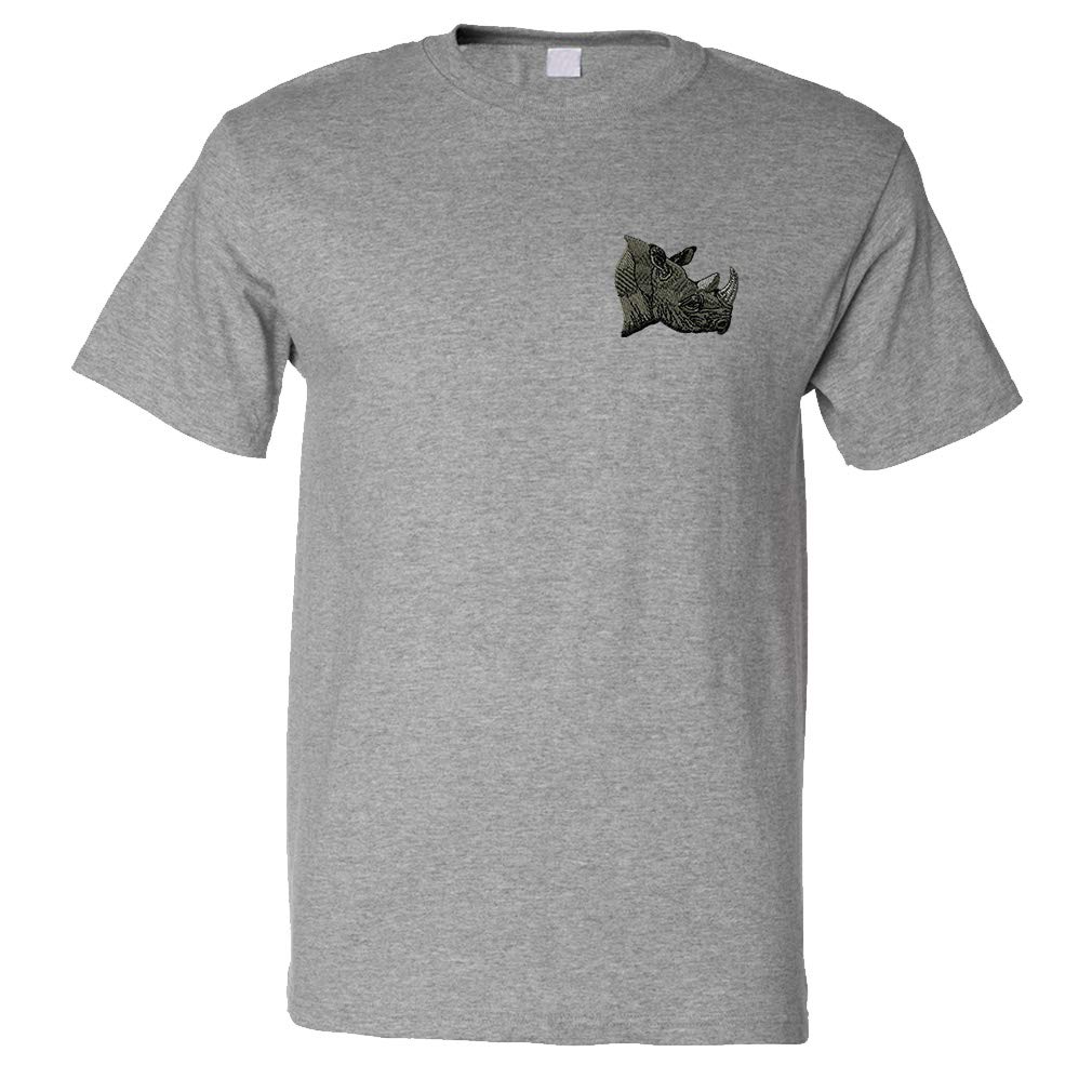 Funny Rhino Head Graphic T-Shirt for Men - Soft Cotton Casual Tee - Perfect for Parties, Gifts & Everyday Wear