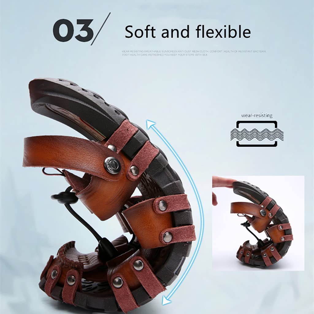 Veslexth Men's Cool Fisherman Sandals - Summer Leather Outdoor Sandals for Men, Comfortable Casual Beach Shoes with Arch Support - Perfect for Swimming, Walking, and Vacation Wear