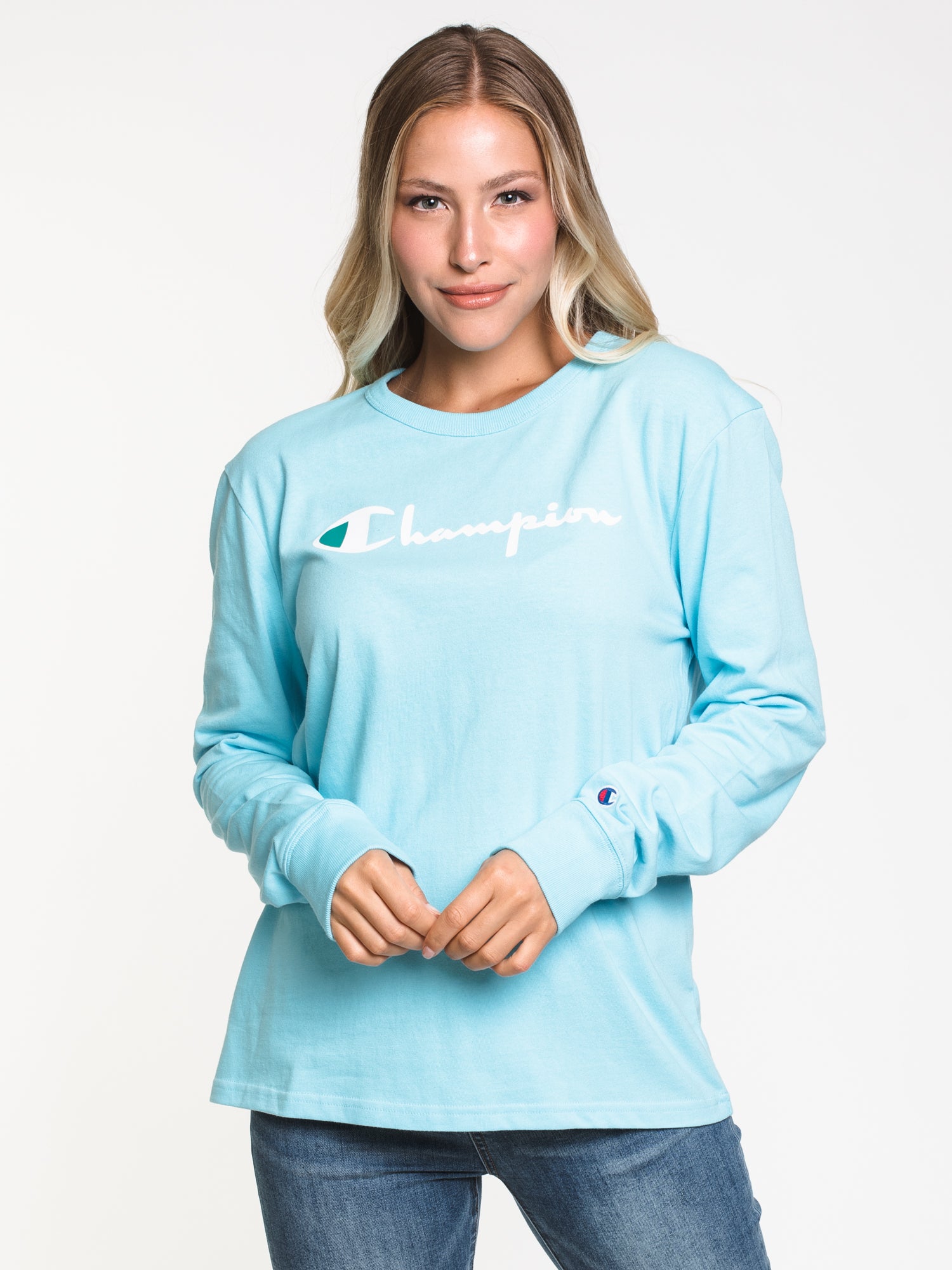 Champion Men's Boyfriend Long Sleeve T-Shirt - Soft Cotton Casual Tee for Everyday Wear | Gym, Lounge, Streetwear Outfits