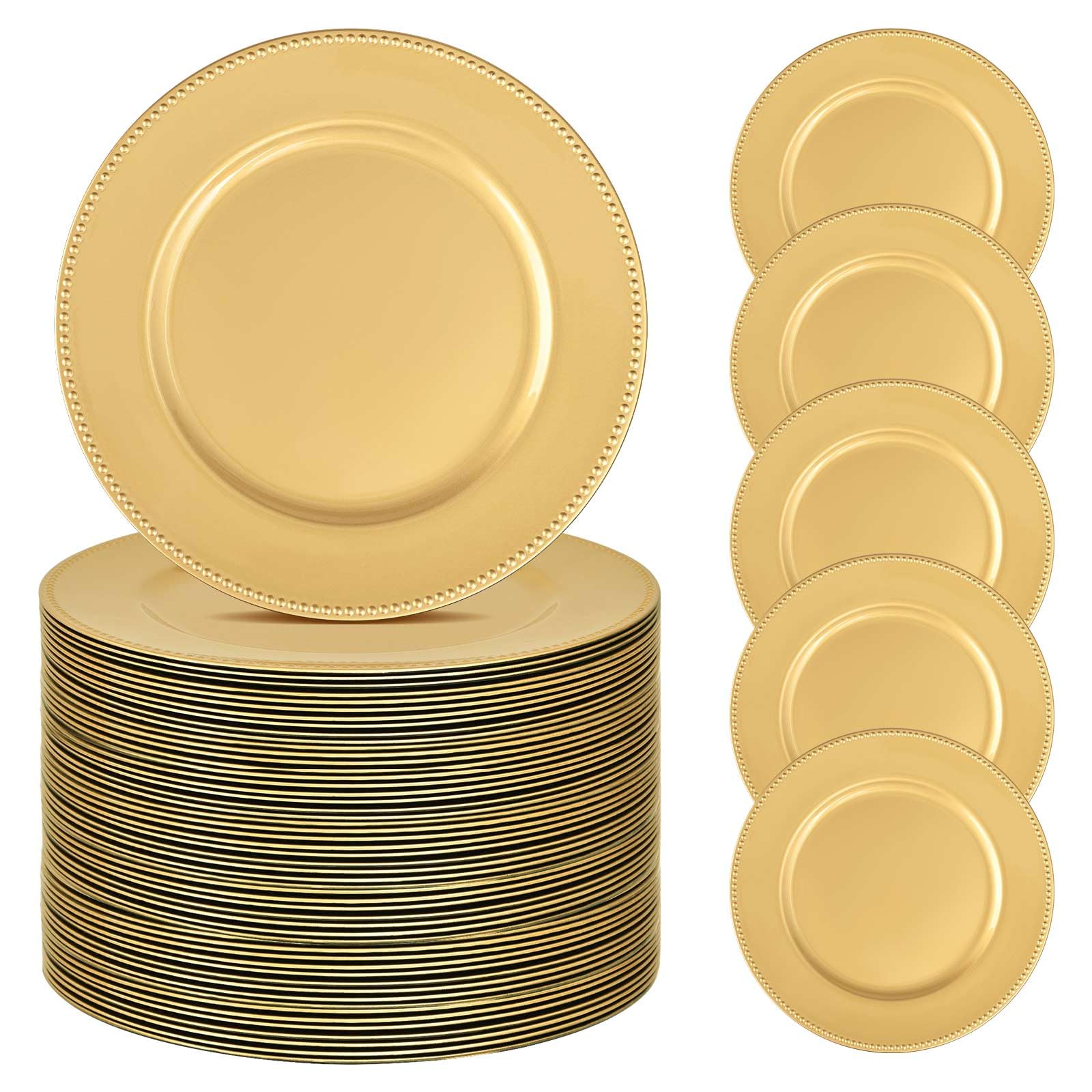 50 Pcs Gold Charger Plates Bulk - 13