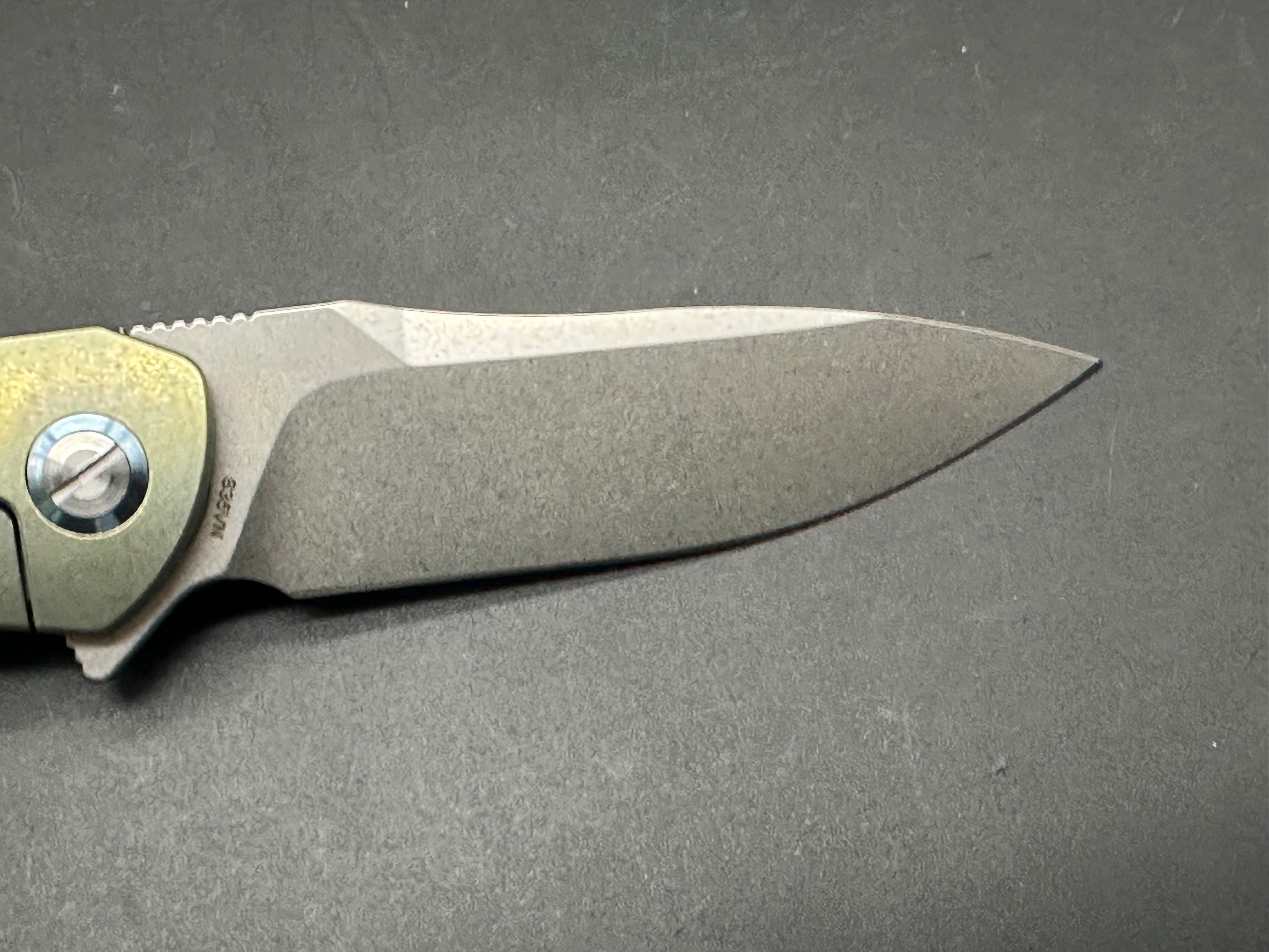 Bestech Emperor Folding Knife - CPM S35VN Steel Blade, Green Titanium Handles with Blue Accents - EDC, Outdoor Camping, Survival Gear