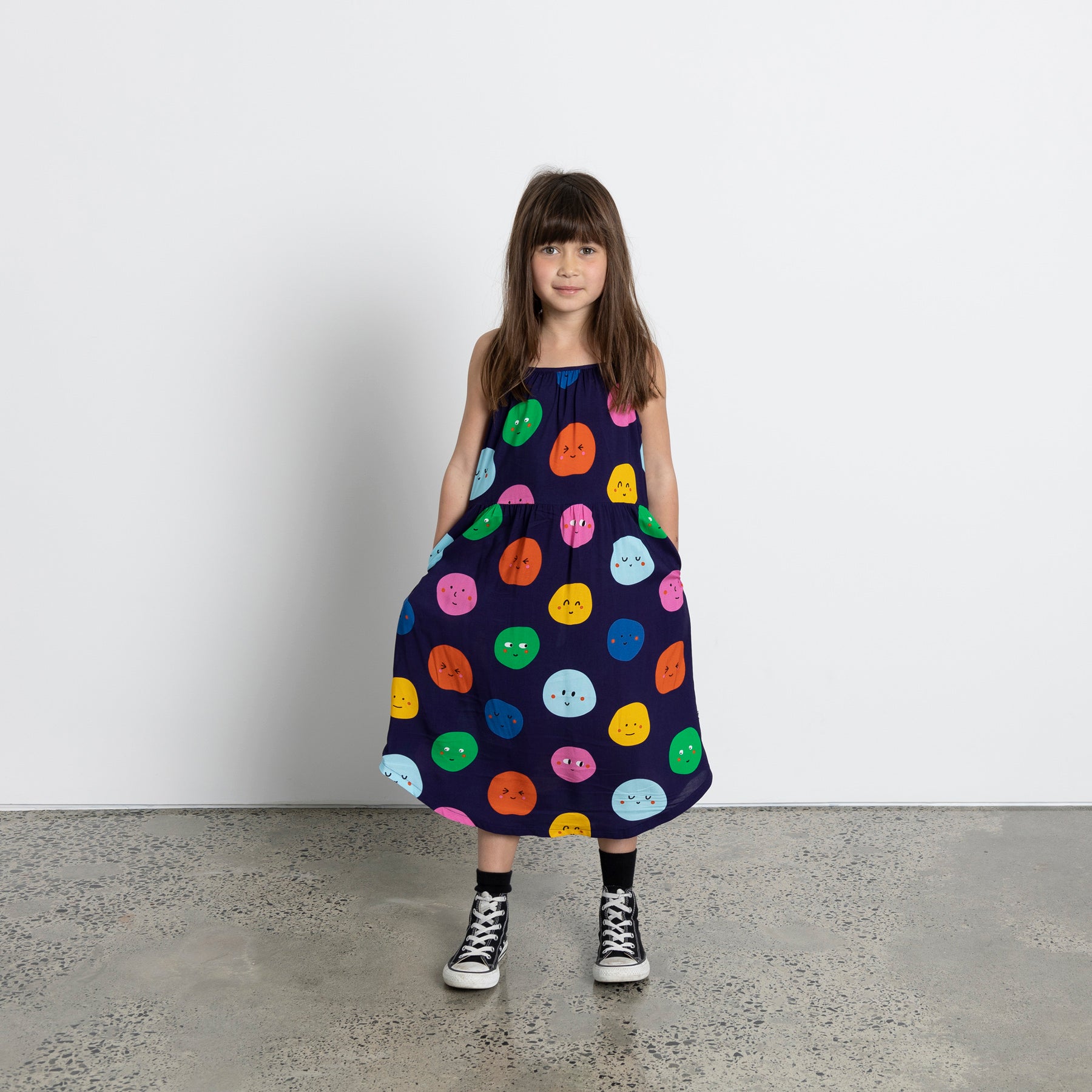 Minti Happy Dots Midi Dress - Floral Print Summer Dress for Women, Bright Blue, Casual & Party Wear, Perfect for Beach Vacations & Date Nights