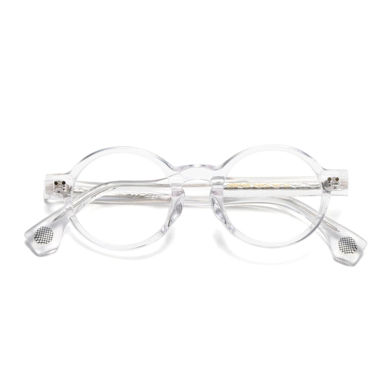 Stylish Black Unisex Acetate Round Eyeglasses Frame 51474 | Full Rim Glasses for Men & Women | Perfect for Reading, Work & Fashion Accessories