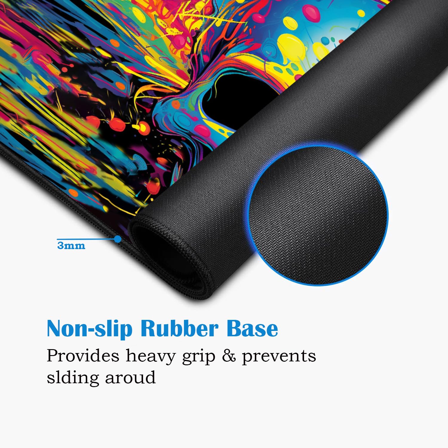 XXL Gaming Mouse Pad with Coasters Set - Non-Slip Stitched Edges Desk Mat for Laptop & Computer (31.5x11.8 Inch) - Skull Design Office & Home Writing Surface - Perfect for Work, Gaming & Study