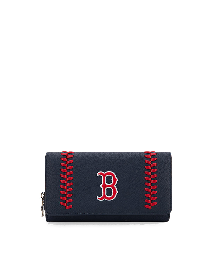MLB Boston Red Sox Genuine Leather Wallet for Men - Premium Bifold Credit Card Holder - Perfect Gift for Baseball Fans & Game Day Essentials