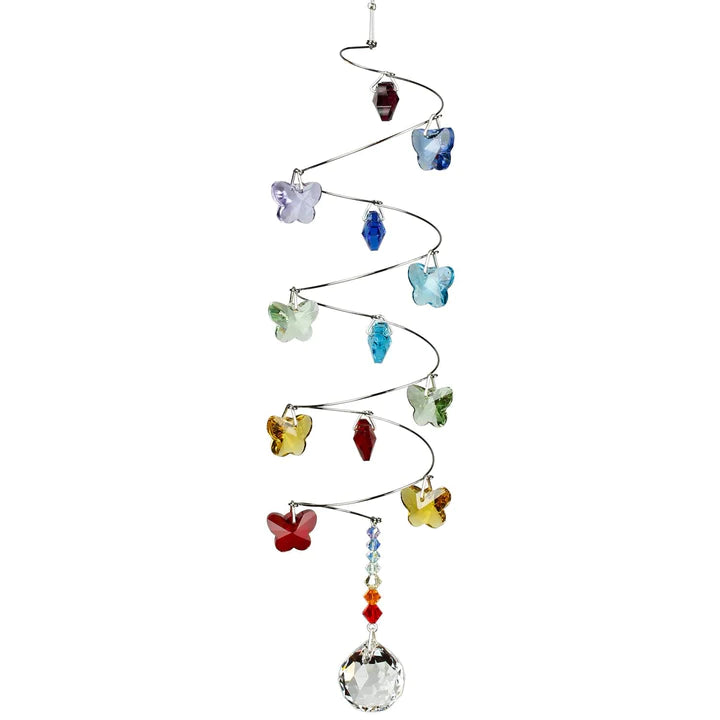 Crystal Rainbow Butterfly Spiral Suncatcher - Handmade Glass Window Decor for Home, Garden & Office - Perfect for Sunlight Reflection & Room Decoration