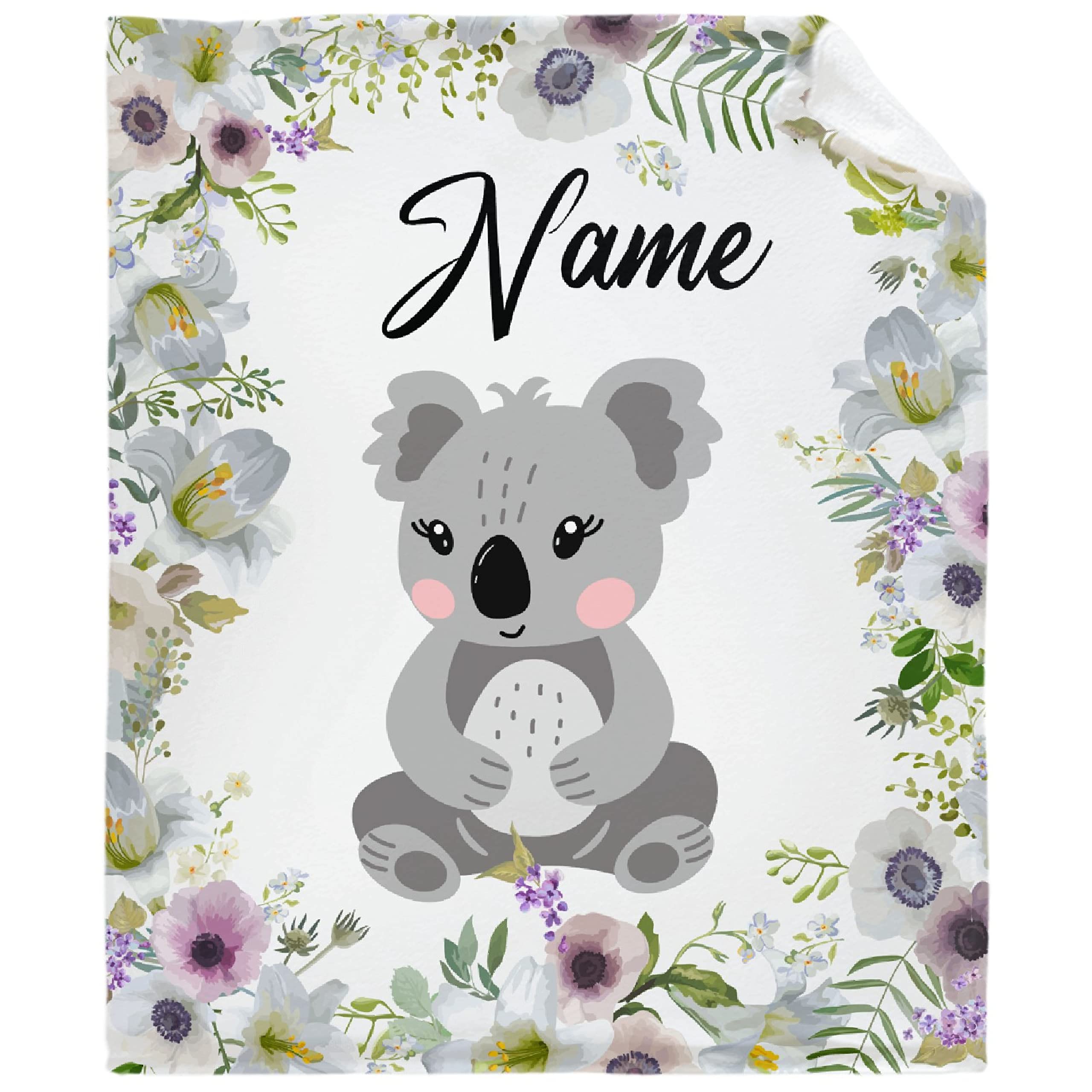 Personalized Baby Blankets for Boys & Girls - Custom Name Embroidered Koala Soft Plush Fleece Throw Blanket - Newborn Gift Set - Extra Large Warm Cozy Quilt for Nursery, Stroller & Family Cuddle Time