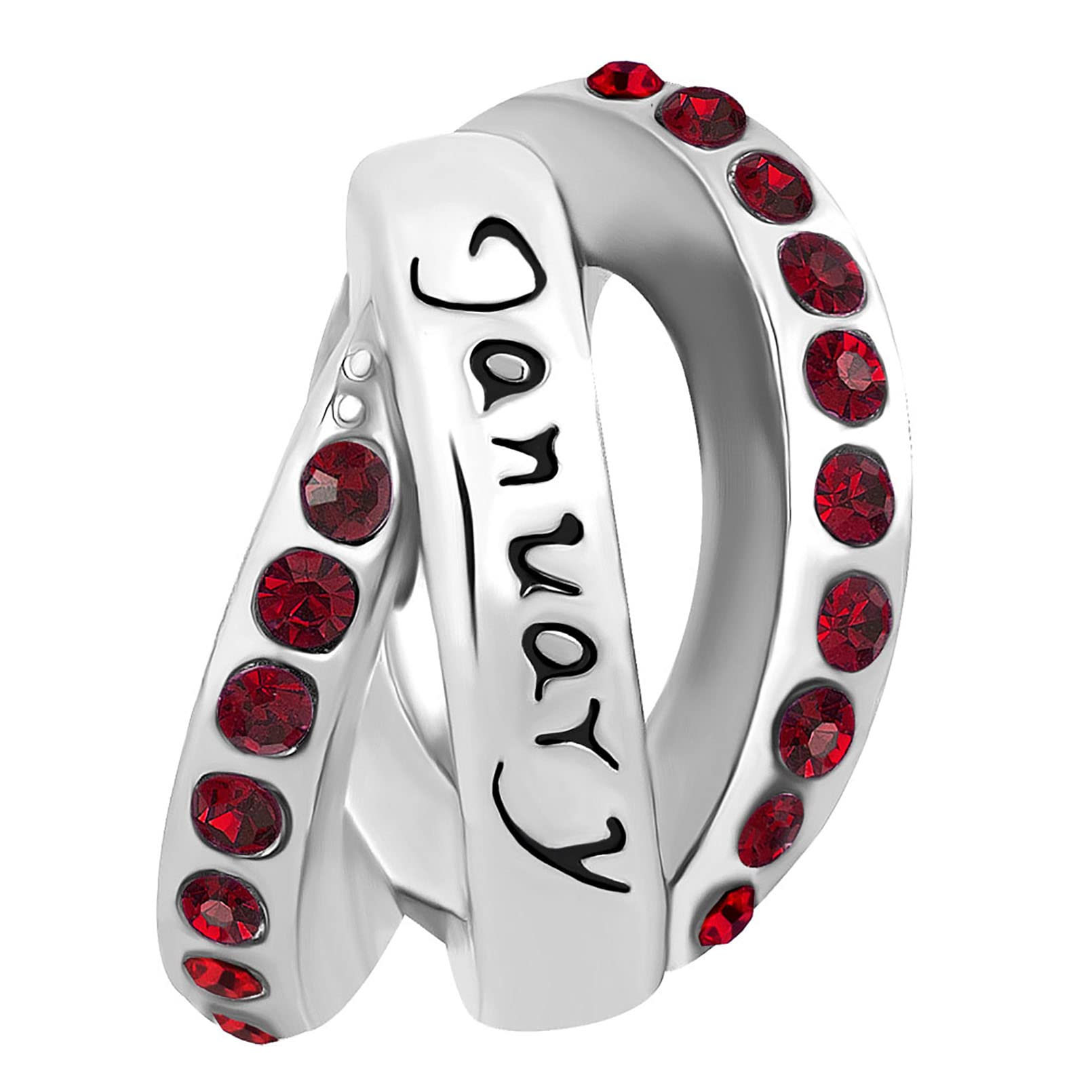 Mini Jewelry Women's Birthstone Rings - 3-Lap Charm Rings Compatible with Pandora Bracelets | Perfect Birthday, Christmas Gift for Daughter, Sister & Family | Ideal for Everyday Wear, Special Occasions & Jewelry Stacking