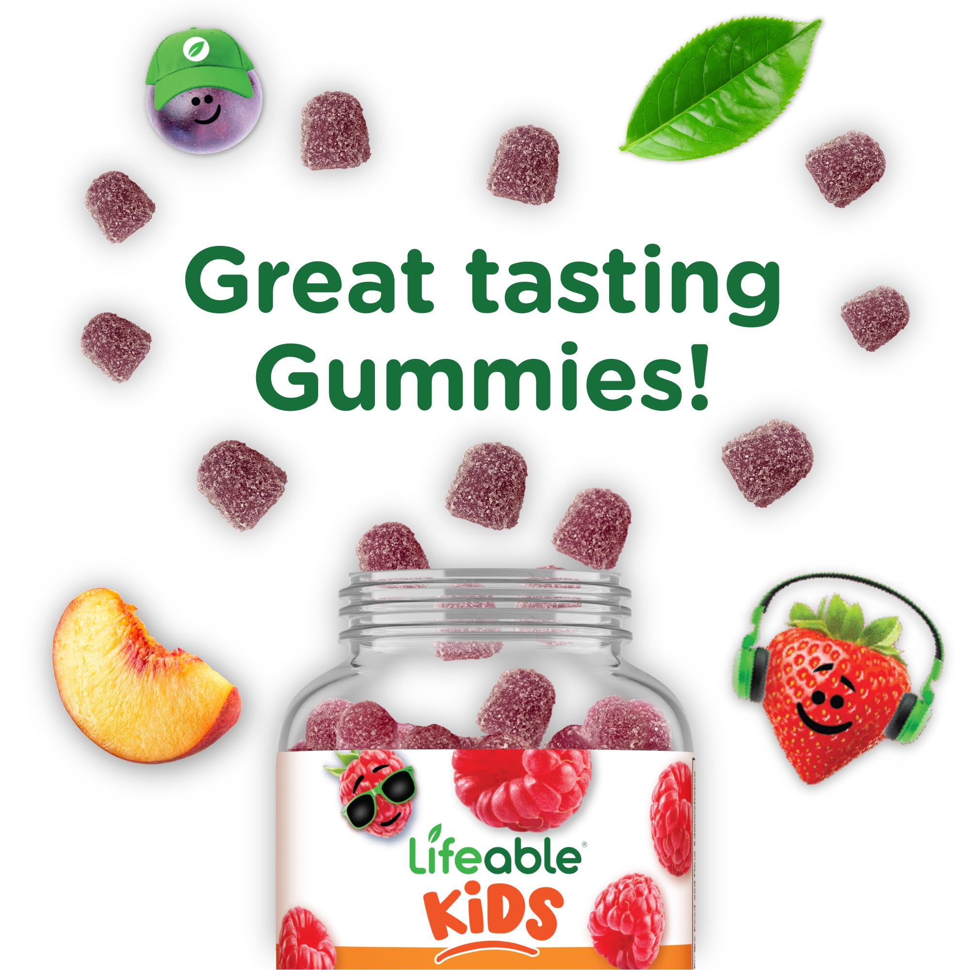 Lifeable Phosphatidylserine (PS100) Kids Focus Gummies - 100mg Brain Support Supplement for Children | Tasty Cognitive Support Chewables | 90 Count | Supports Concentration for School & Homework