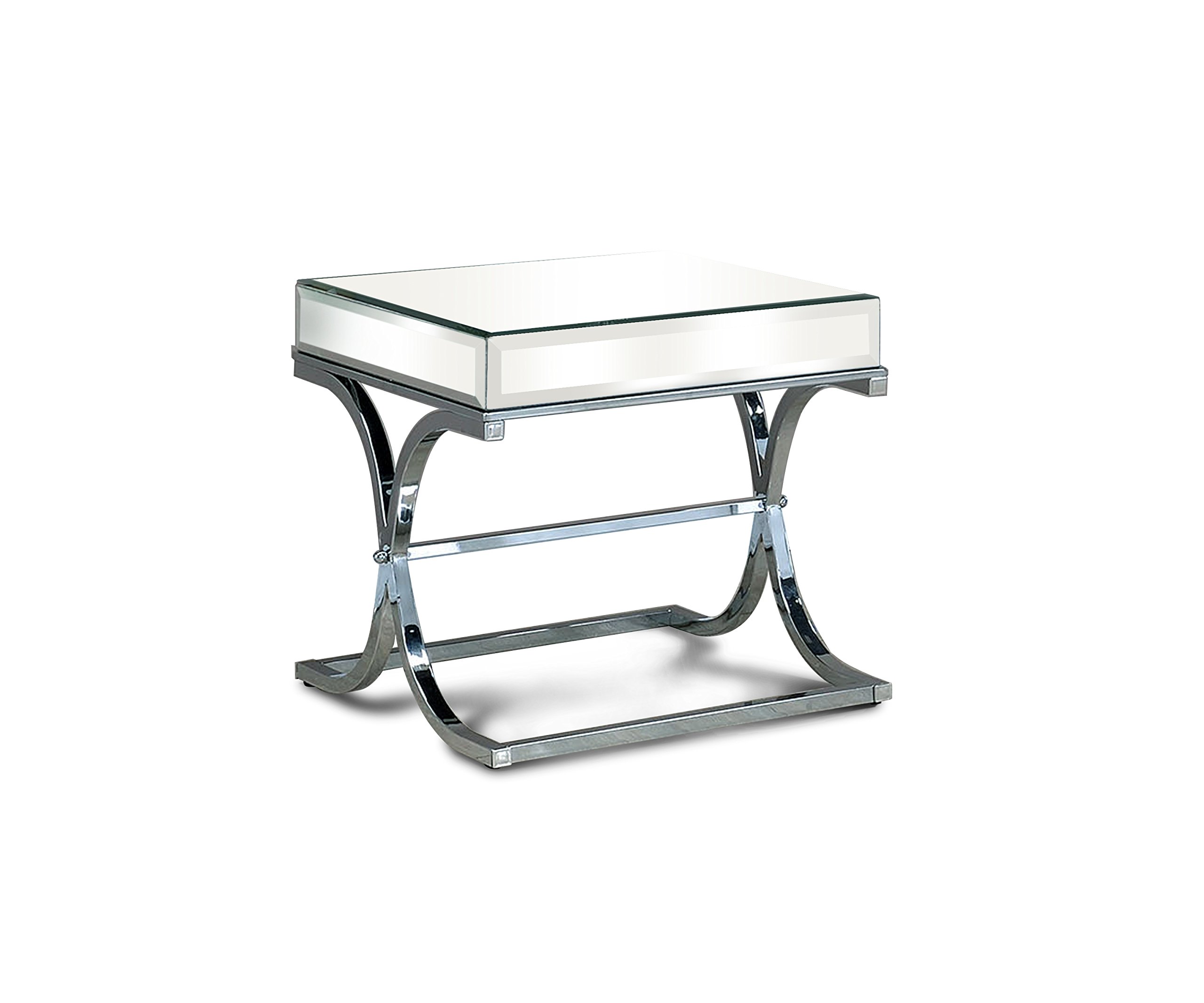 Furniture of America Luxy Mirror Panel End Table - Chrome Finish | Modern Accent Table for Living Room, Bedroom & Entryway Decor
