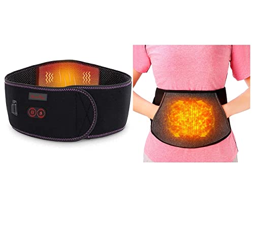 Electric Heating Pad for Back Pain Relief - Cordless 7.4V Far Infrared Heat Therapy Massage Belt with Adjustable Temperature, Portable Heated Back Brace for Muscle Relaxation - Perfect for Home, Office & Travel Use