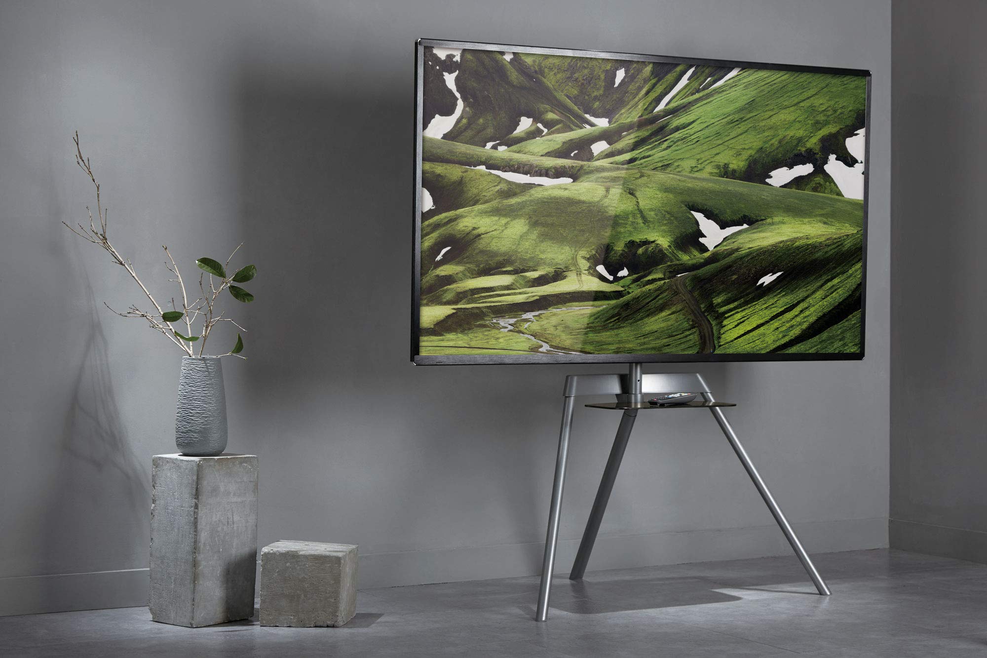 Easel TV Stand - Adjustable TV Tripod for 43-65 Inch Flat & Curved Screens | Supports Up to 88 lbs | Quick Assembly with SNAP-Lock Technology | Portable Minimalist Design for Living Room, Bedroom & Office