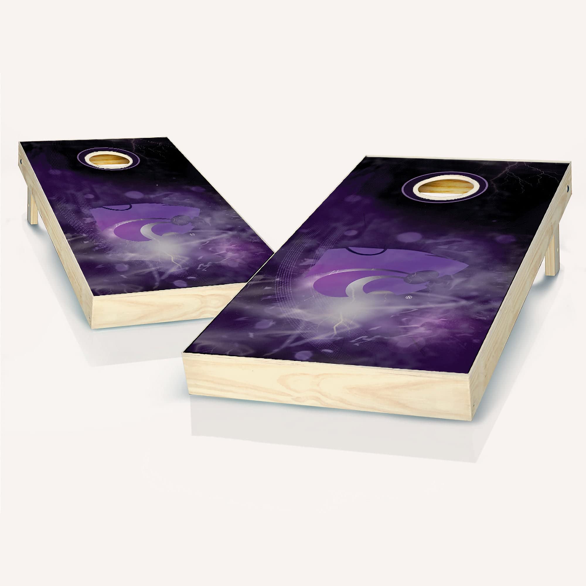 Kansas State Wildcats Themed Cornhole Game Set - 2 Premium Wooden Boards & 8 Bean Bags for Outdoor Tailgating, Backyard Parties, and College Game Day Fun
