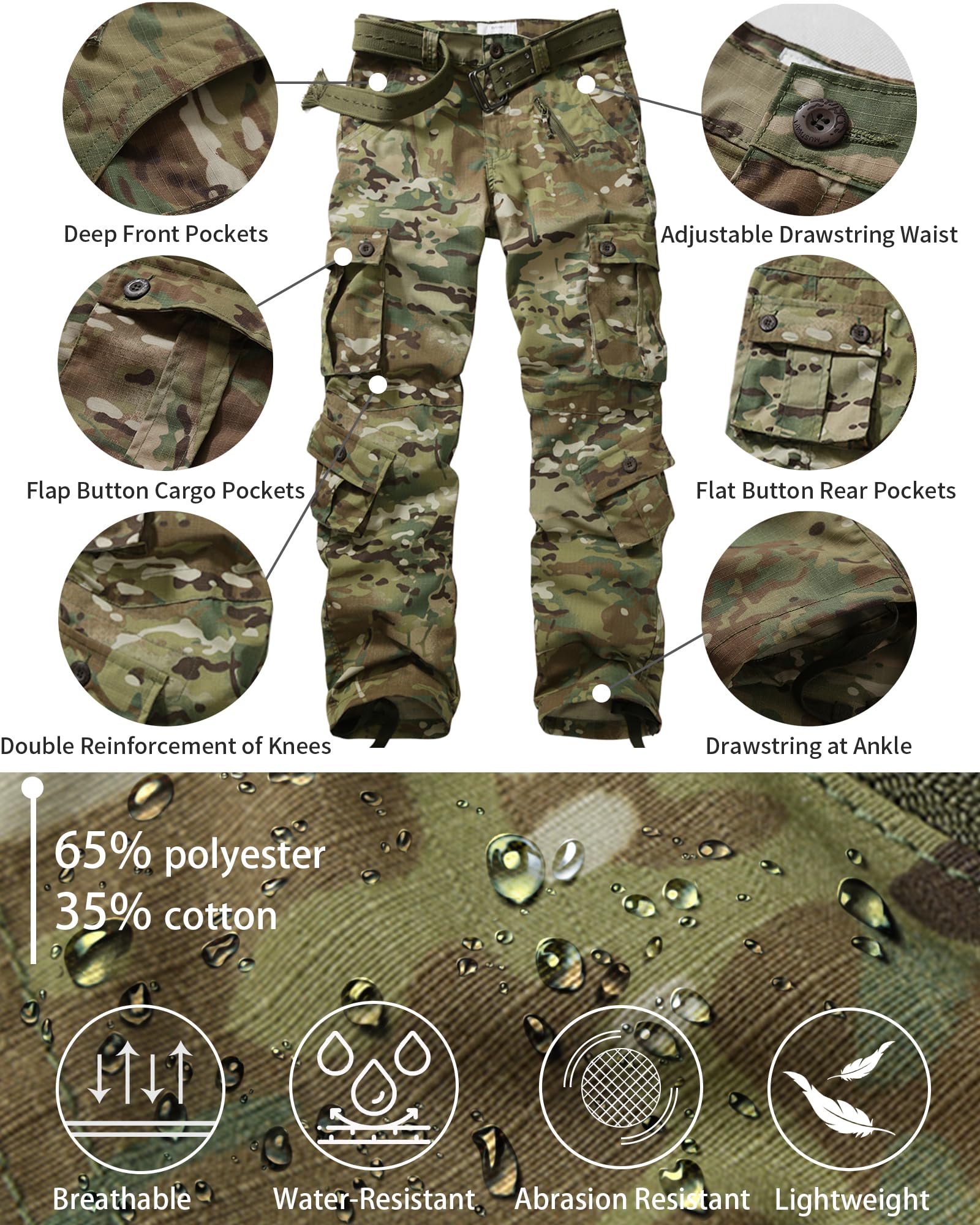 **Men's Lightweight Tactical Hiking Pants - Ripstop Cargo Work Pants with Multiple Pockets - Perfect for Outdoor Adventures, Camping & Casual Wear**