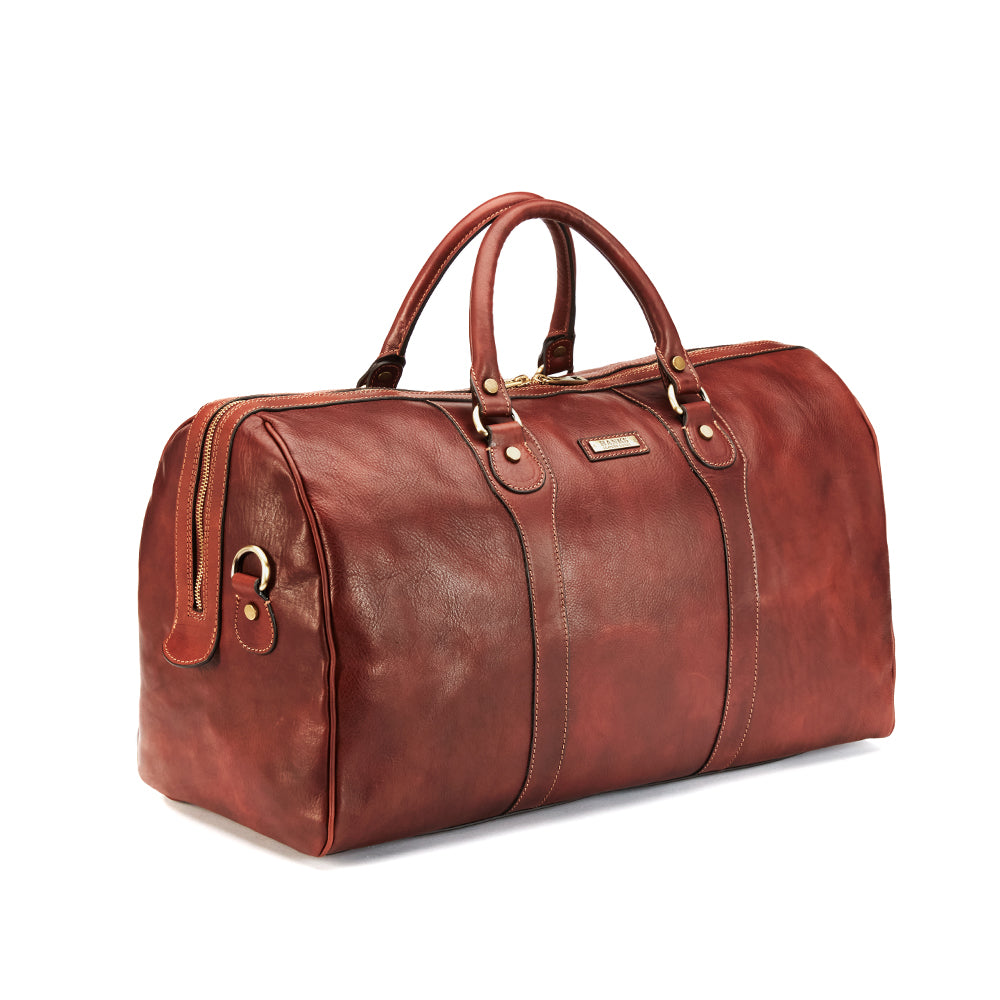 Hanks Leather Wanderer Duffel Bag - Premium Genuine Leather Travel Duffle for Men & Women - Perfect for Gym, Weekend Trips, and Business Travel