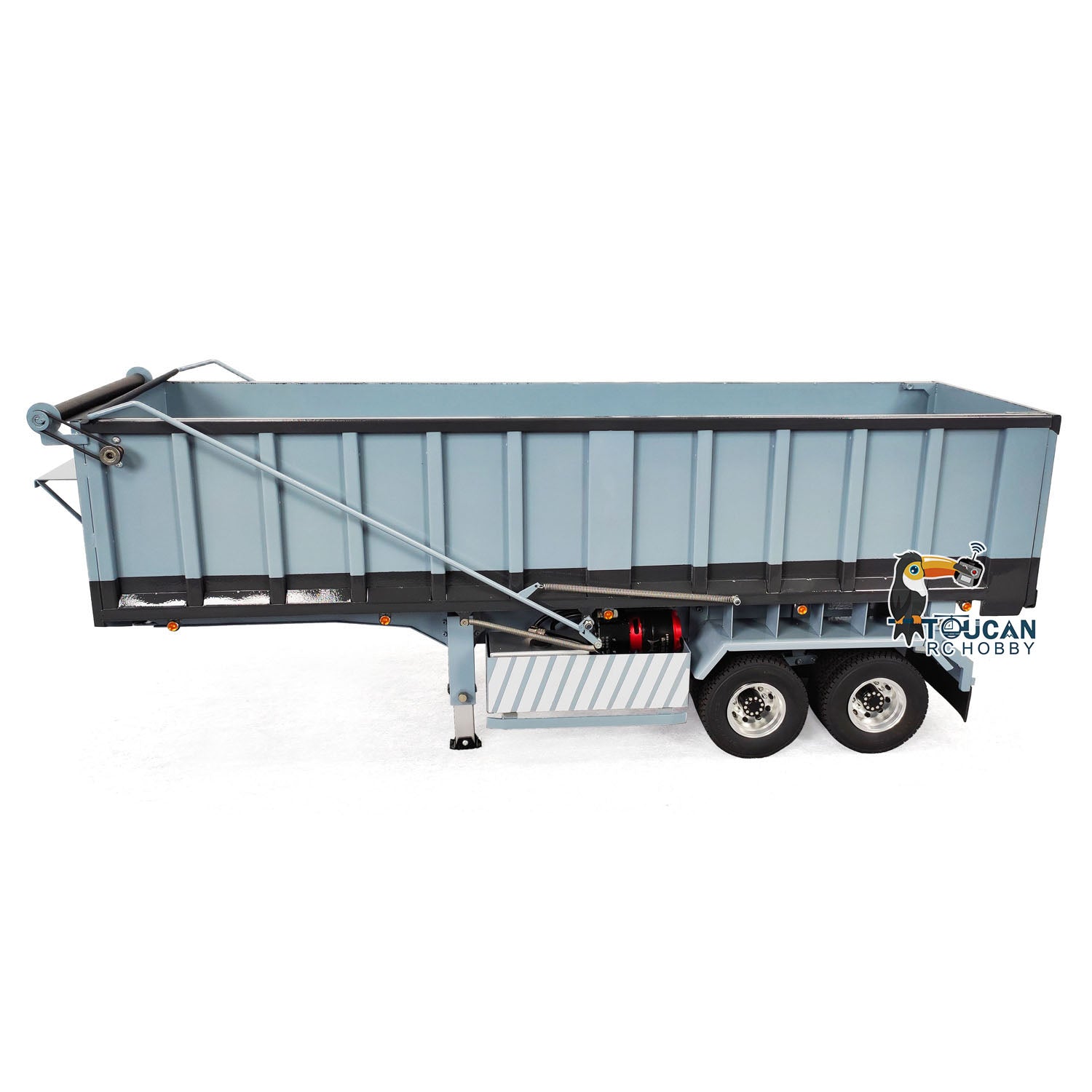 1/14 Scale Metal 2-Axle Hydraulic Dump Trailer with Electric Tarpaulin - 2-in-1 3-Axle Container Trailer for RC Tractor Truck Models - Perfect for Construction Site Simulation & RC Vehicle Accessories Collection