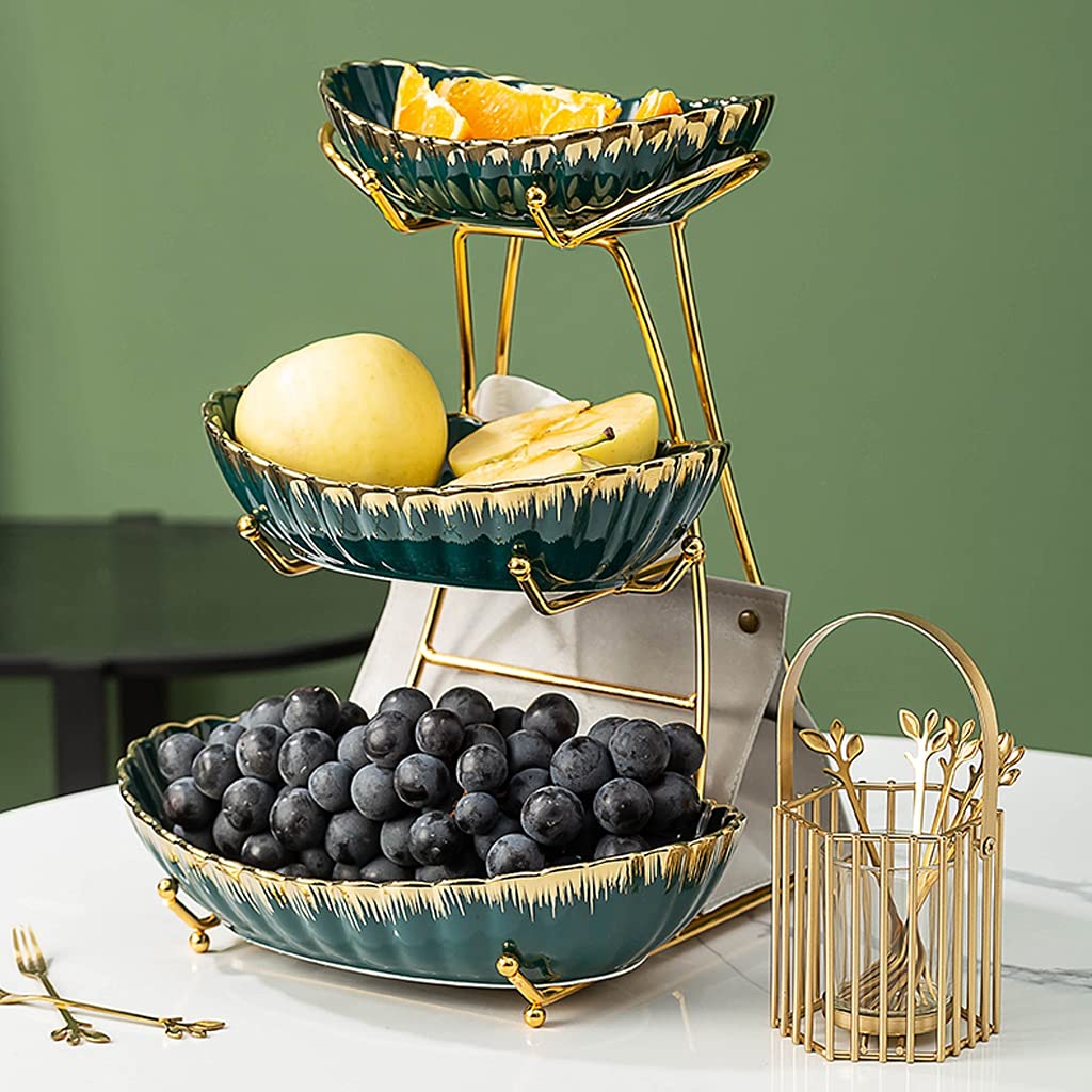 3-Tier White Modern Fruit Basket Tray - Multi-Layer Luxury Serving Dish for Living Room, Coffee Table, Dining Table | Perfect for Entertaining, Parties & Home Decor