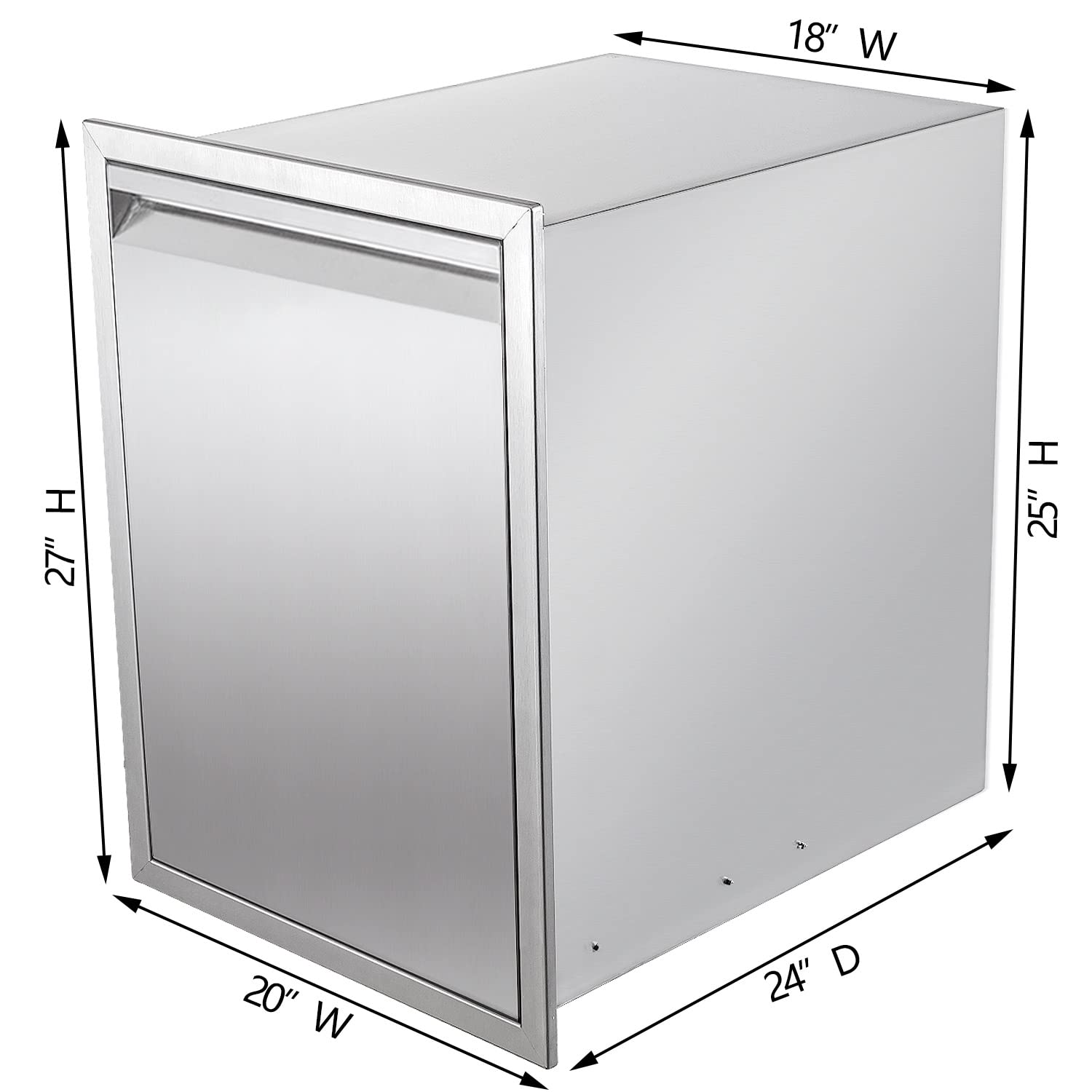 Stainless Steel Pull-Out Double Trash Drawer for Outdoor Kitchen - Holds Two 10 Gallon Commercial Waste Bins | Perfect for BBQ Areas, Patio Storage & RV Organization