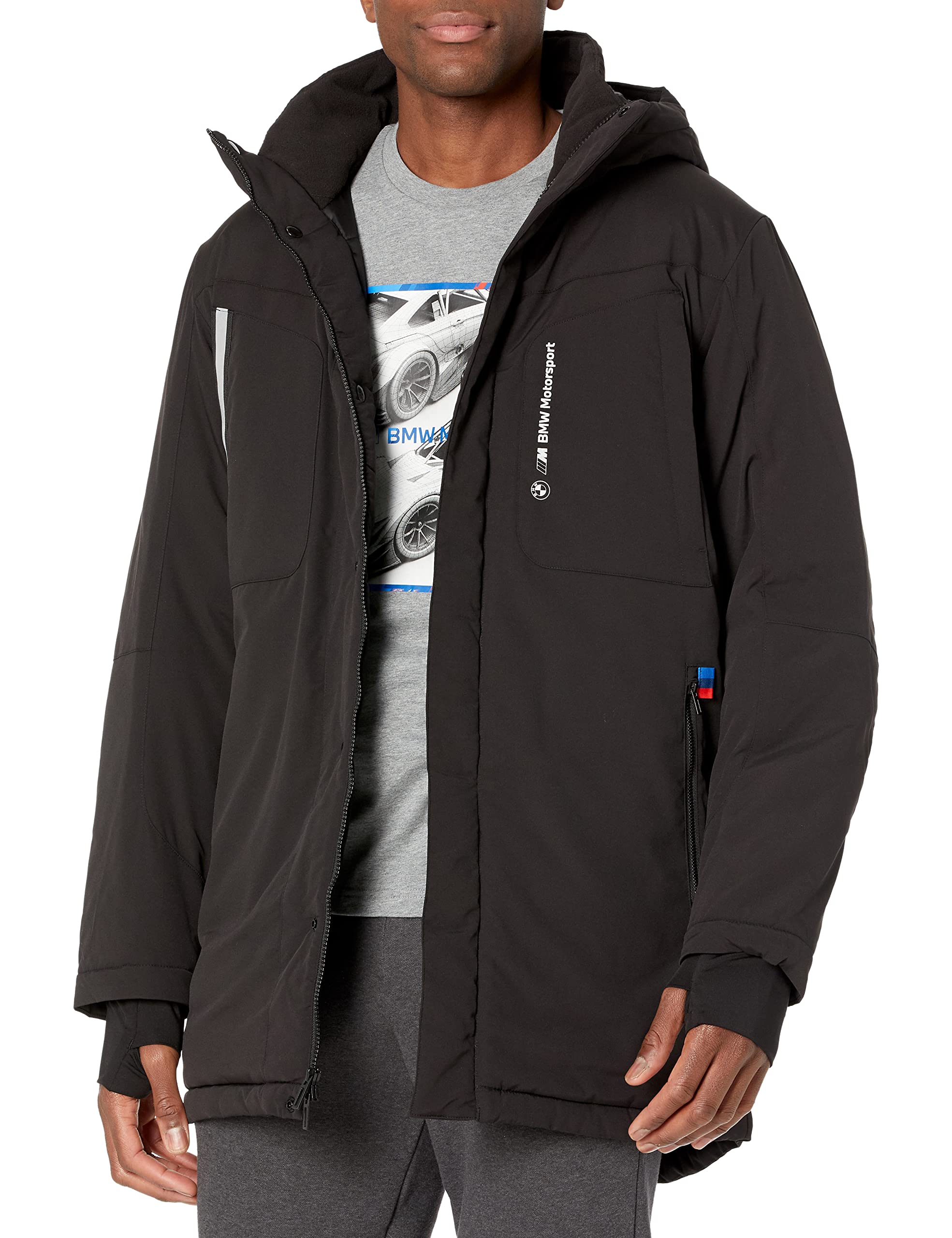 PUMA Men's BMW MMS Padded Jacket - Black, XX-Large Size | Windproof Winter Coat for Outdoor Sports & Casual Wear