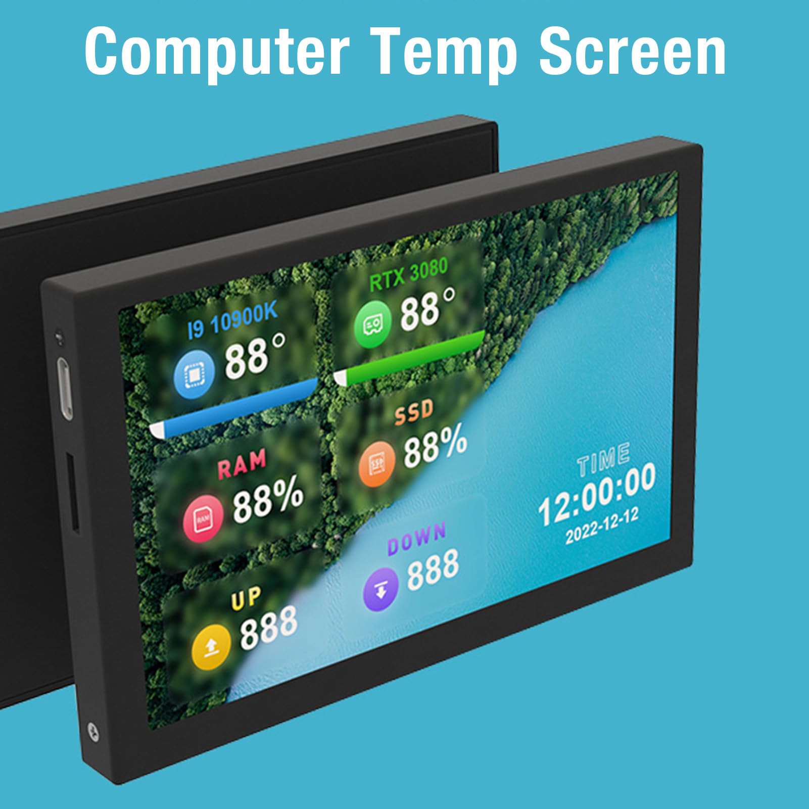 Elprico 5 Inch IPS USB Mini Screen - Computer Temp Monitor & PC CPU Data Display - USB C Secondary Screen for Real-Time Temperature Monitoring - Perfect for Gaming Rigs, Workstations, and PC Builds