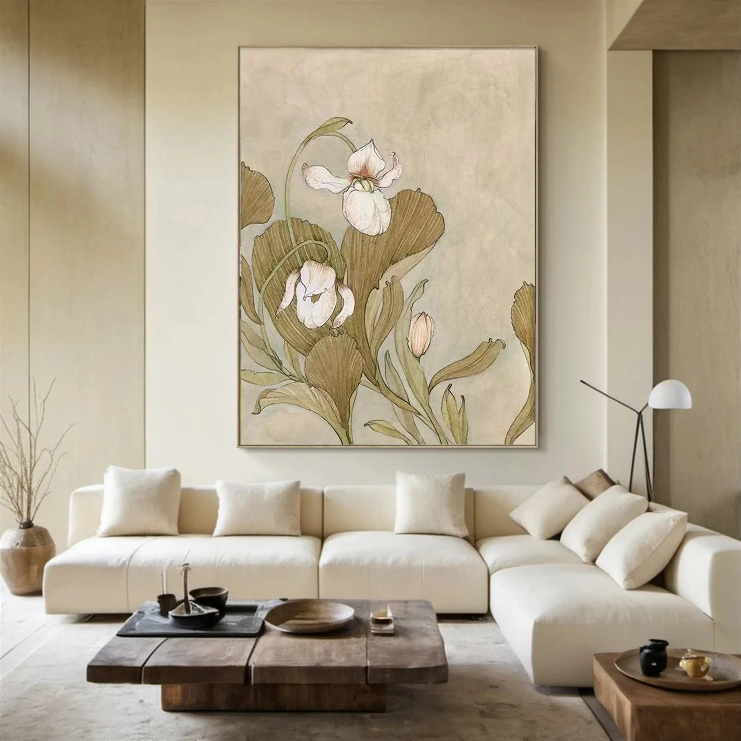Beautiful Flower and Tree Painting #FT069 - Handmade Canvas Art for Home Decor, Living Room, Bedroom & Office Wall