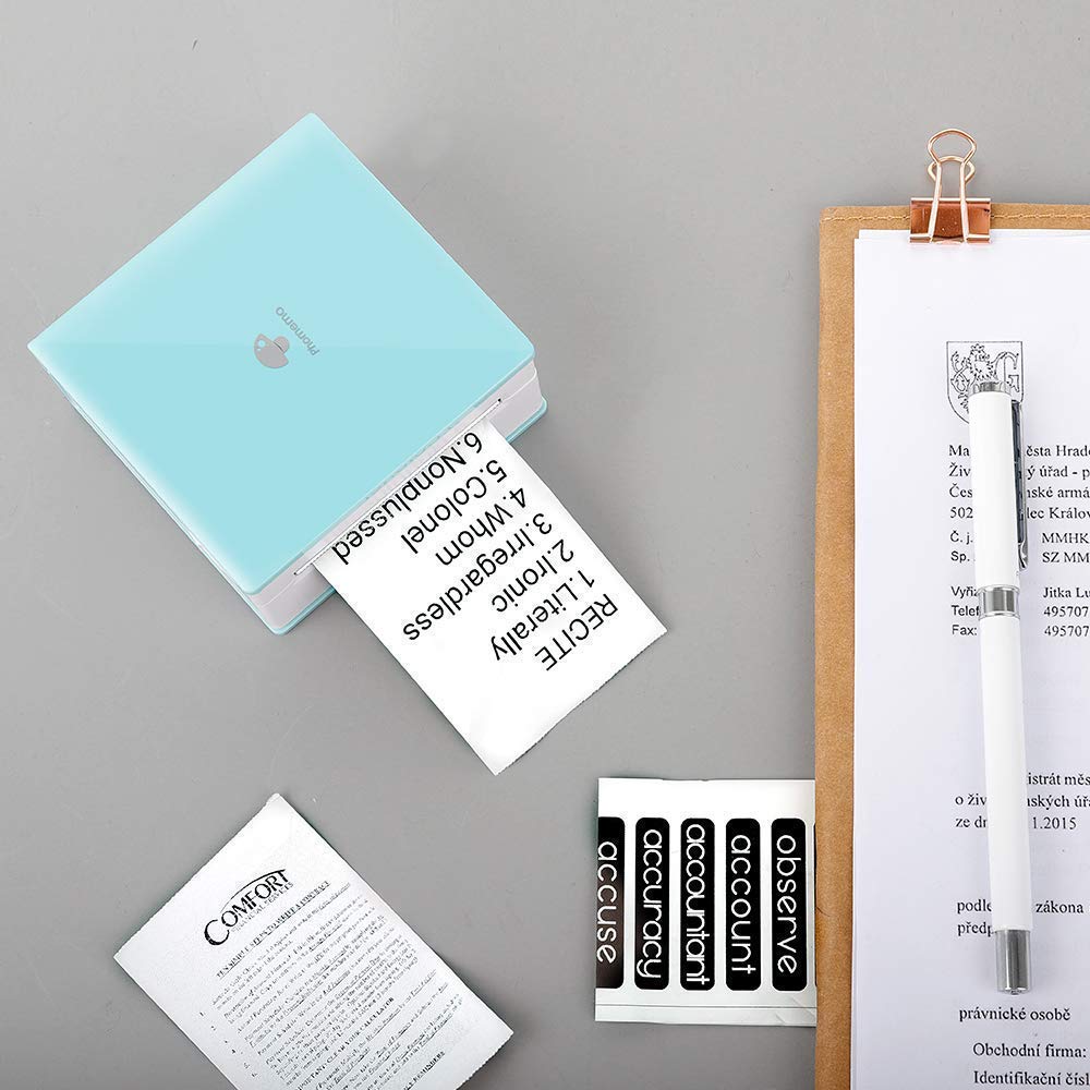 Phomemo M02 Mini Bluetooth Thermal Photo Printer - Portable Sticker Printer with 3 Rolls Colorful Paper, Compatible with iOS & Android for Journaling, Study Notes, Art Projects, Office Use & Gifts | Perfect for Bullet Journals, DIY Crafts, and Home Organization