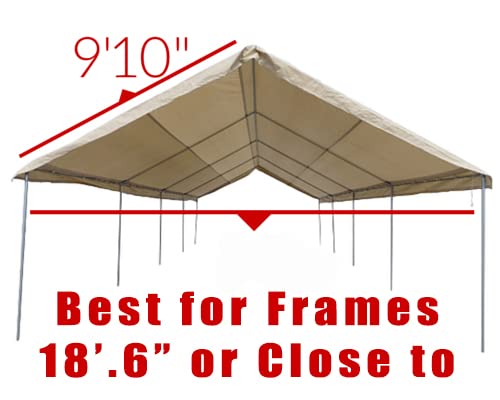 20'x20' White Canopy Replacement Cover - Durable Top Roof Tarp & Shade Vehicle Cover (Finished Size 18.6'x20') - Perfect for Outdoor Events, Camping, and RV Protection
