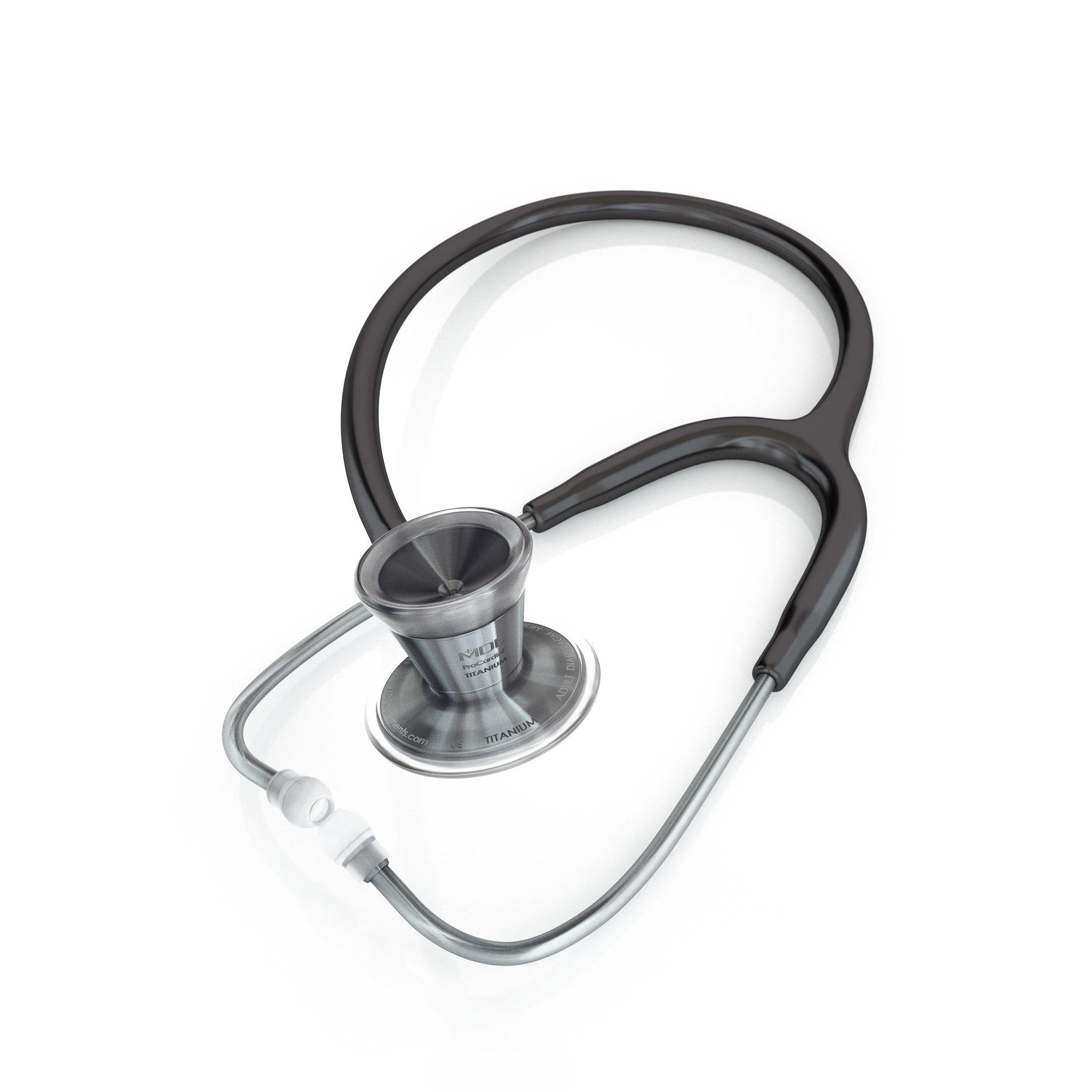 ProCardial® Titanium Cardiology Stethoscope - Professional Dual Head Stethoscope for Doctors, Nurses & Medical Students - Black/Metal Finish - Ideal for Heart & Lung Auscultation in Hospitals & Clinics